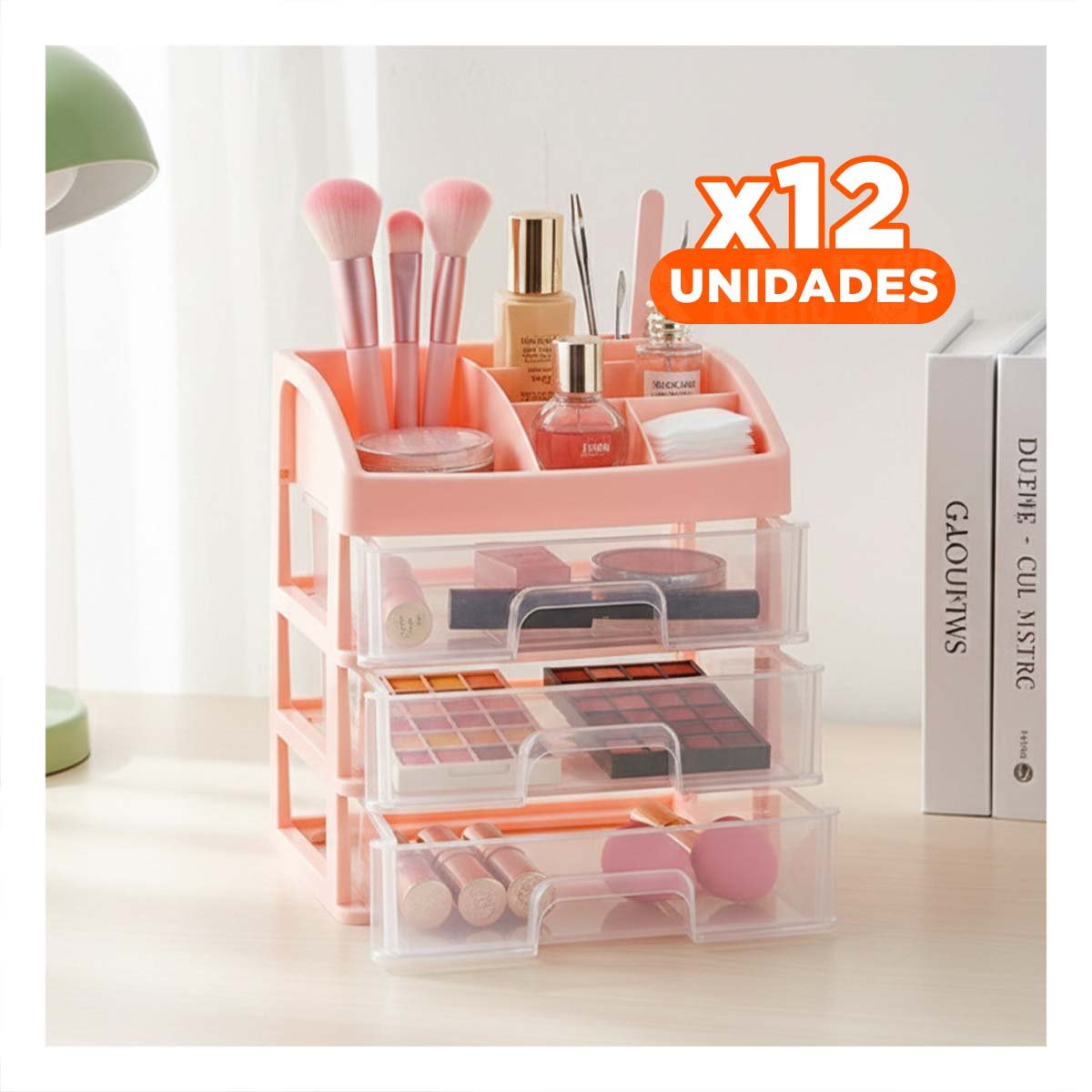 PACK12 ARCHIVADOR CON TRES CAJONES PARA DOCUMENTOS Y UTILES BLANCO - 1
