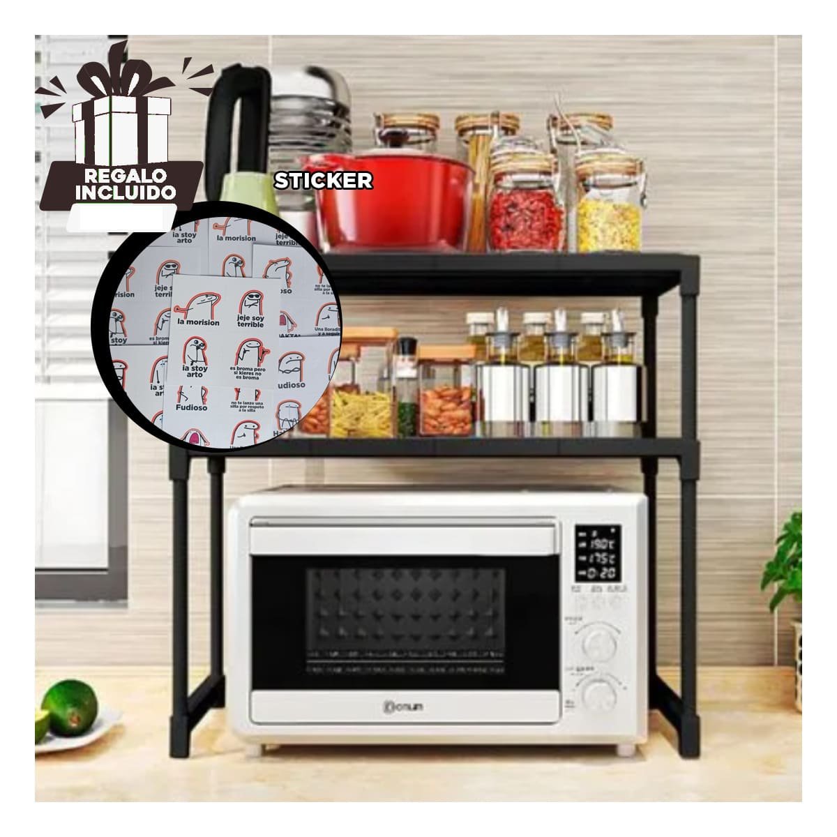 MUEBLE MODULAR 2 NIVELES NEGRO RESISTENTE Y DURADERO Y+REGALO STICKER - 1