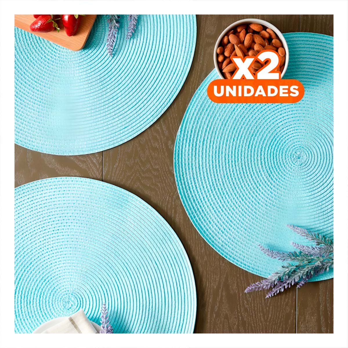 PACK2 SALVAMANTEL TEXTIL CIRCULAR BOHO CELESTE CLARO ESTILO BOHO Y+REGALO STICKER - 1
