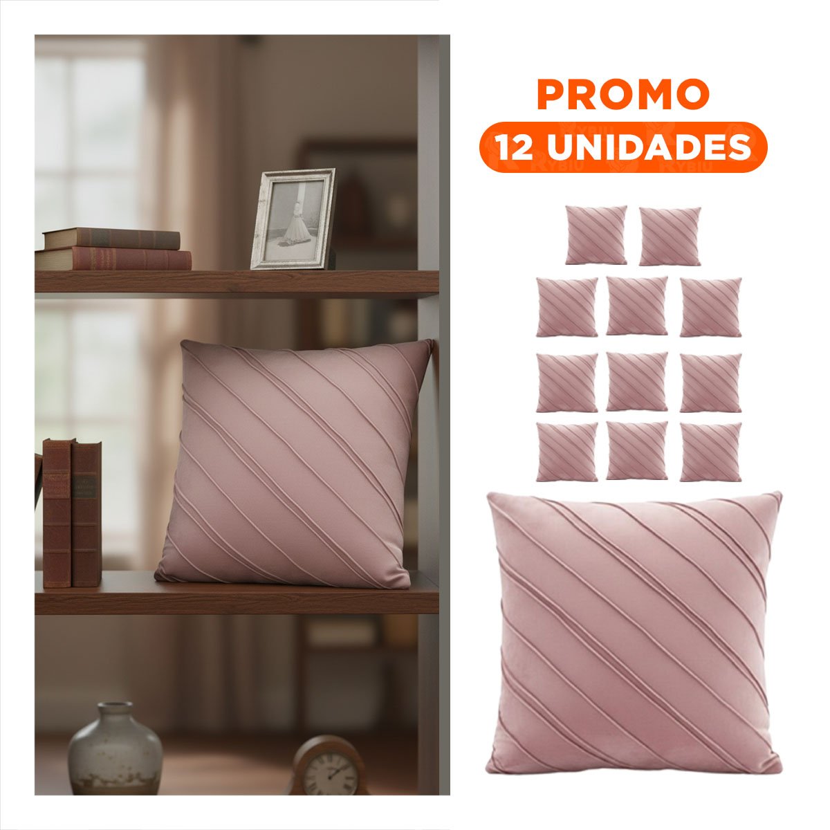 PACK12 FORRO CON SUPERFICIE DE TERCIOPELO Y EXPRESION DIAGONAL EN ROSADO CLARO YREGALO STICKER - 1