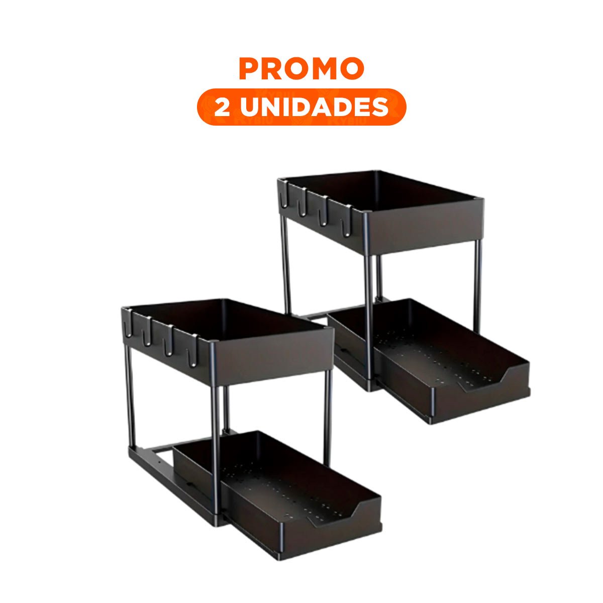 PACK2 ALMACENAMIENTO 2 NIVELES CON CAJON INFERIOR DESLIZABLE CON GANCHITOS Y+REGALO STICKER - 1