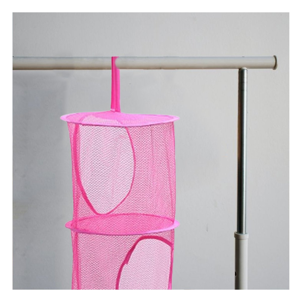 PACK6 UNIDAD COLGANTE TIPO RED 3 NIVELES FUCSIA MODERNA PARA ROPA Y+PAPEL REGALO - 2