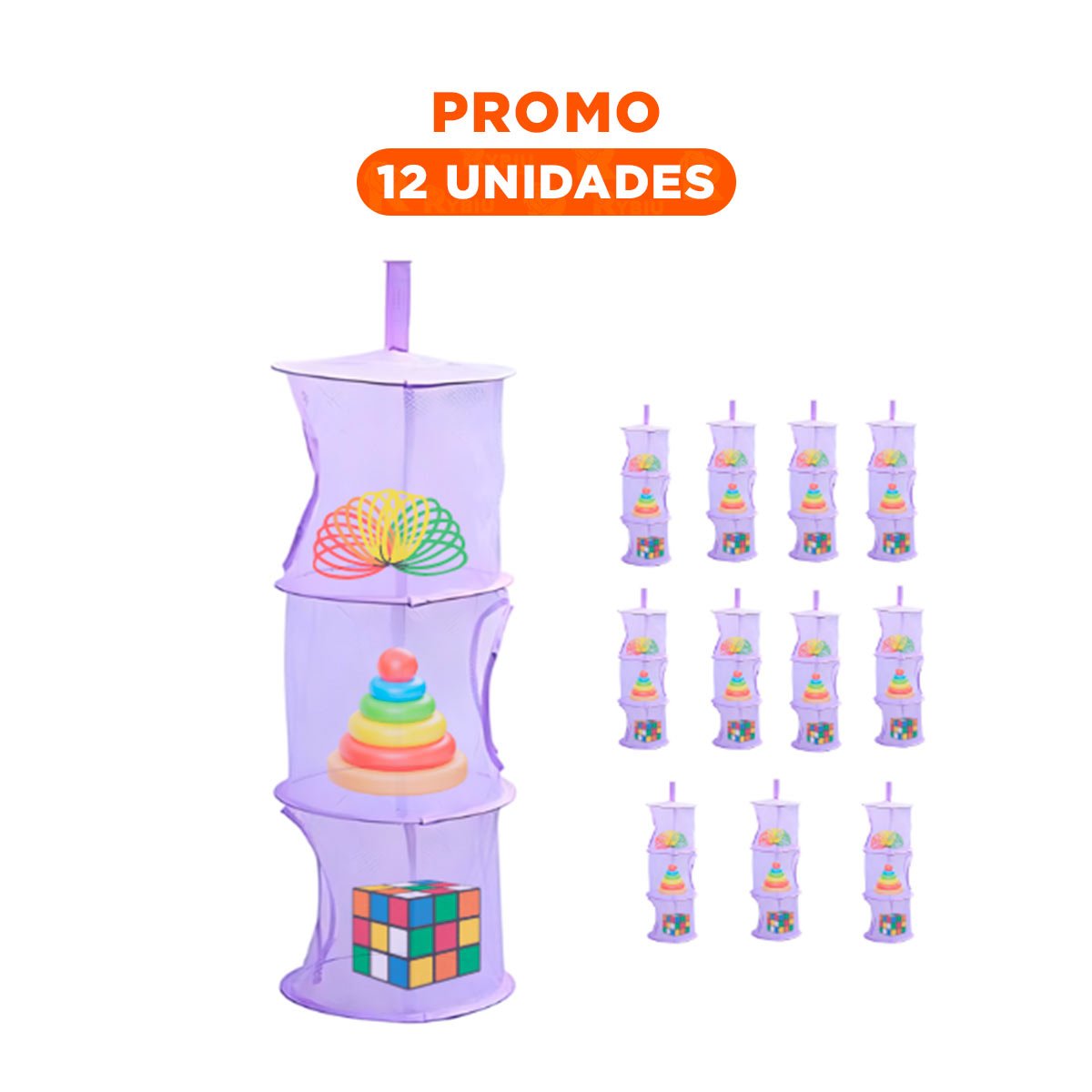 PACK12 MODULO COLGANTE TIPO RED 3 NIVELES MORADO FUNCIONAL ALMACENAMIENTO Y+REGALO STICKER - 1