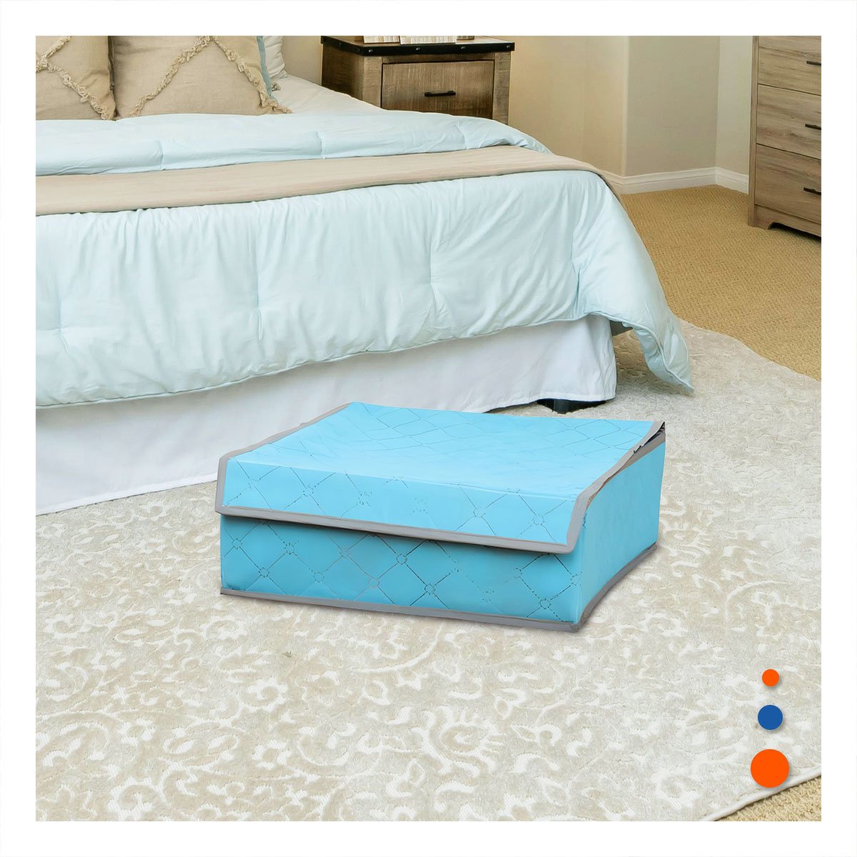 CAJA ORGANIZADORA DE ROPA INTERIOR 24 DIVISIONES CON TAPA CELESTE PLUS Y+PAPEL REGALO - 2