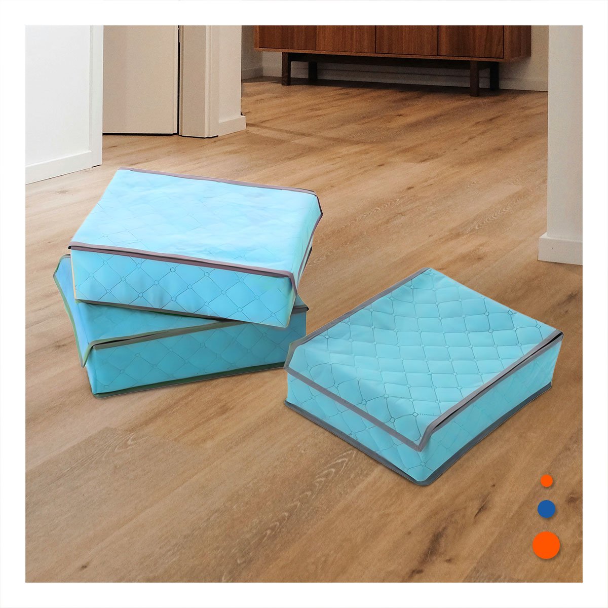CAJA ORGANIZADORA DE ROPA INTERIOR 24 DIVISIONES CON TAPA CELESTE PLUS Y+PAPEL REGALO - 5