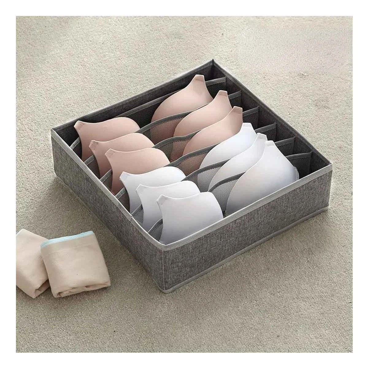 PACK2 SET ORGANIZATIVO DE CAJON PARA ROPA INTERIOR EN PLOMO Y BEIGE SET DE 4 - 3