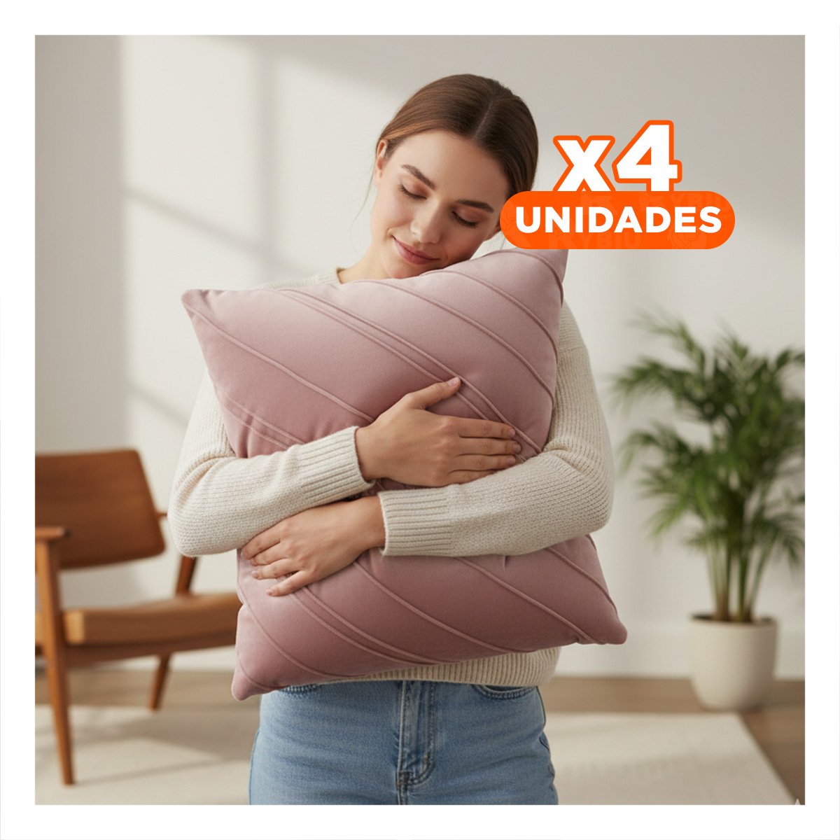 PACK4 FUNDA DE USO DIARIO CON TERCIOPELO ROSADO CLARO Y RAYAS DIAGONALES BIEN DEFINIDAS - 1