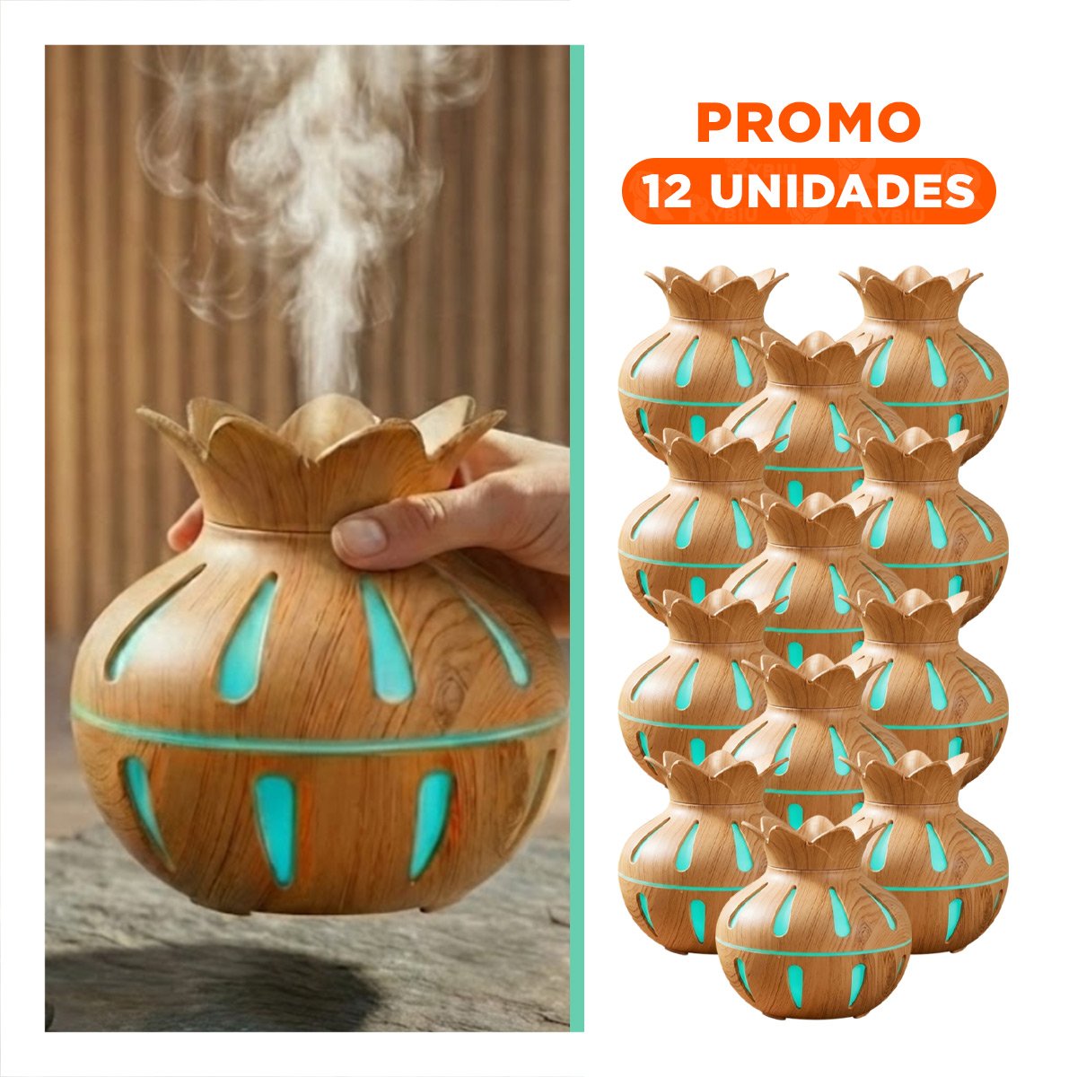 PACK12 EQUIPO CON FUNCION HUMIFICADORA COLOR MADERA CLARO 12X11CM Y+REGALO STICKER - 1