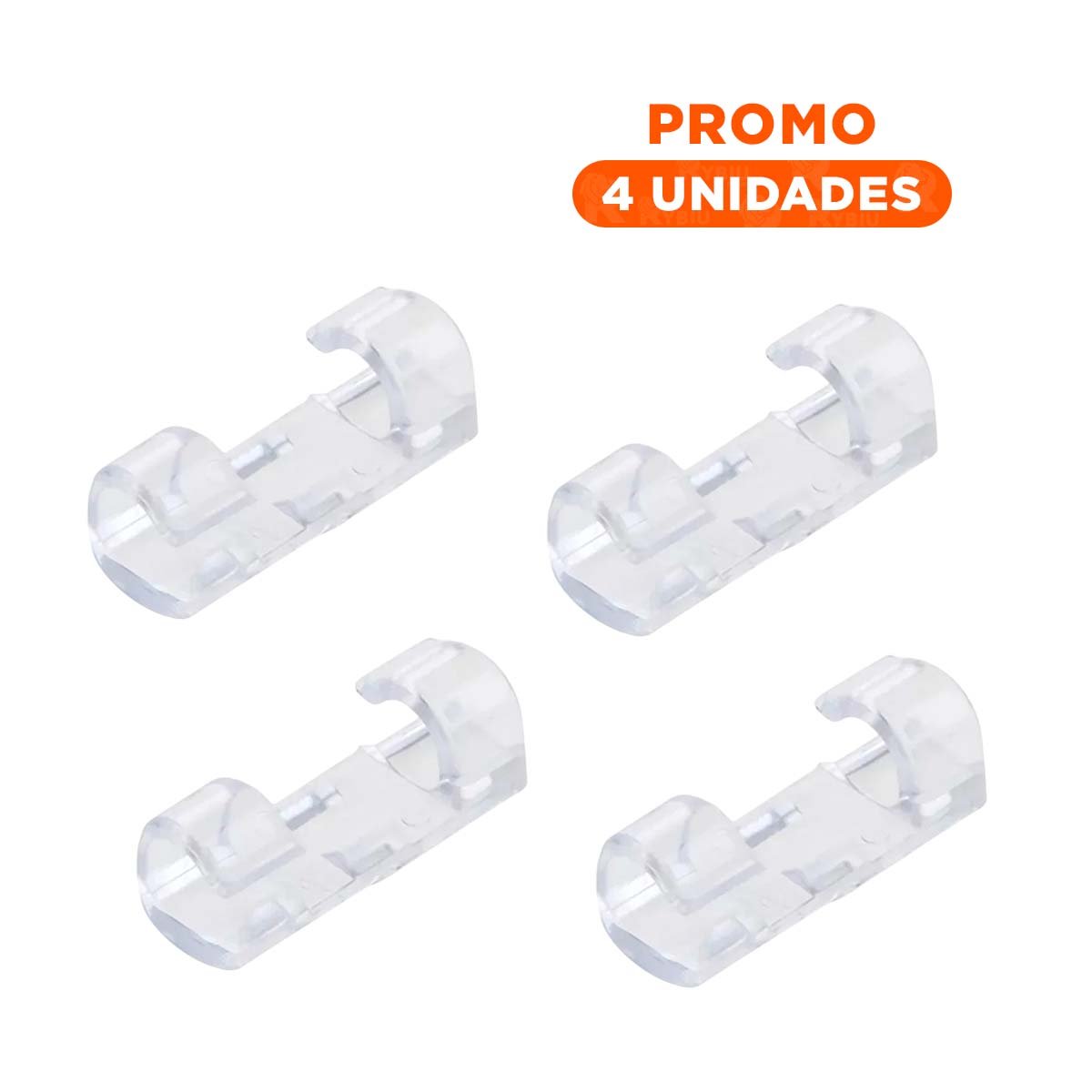 PACK4 SOPORTES ORGANIZADORES DE ESCRITORIO PARA CABLES CON 16 TRANSPARENTE Y+REGALO STICKER - 1