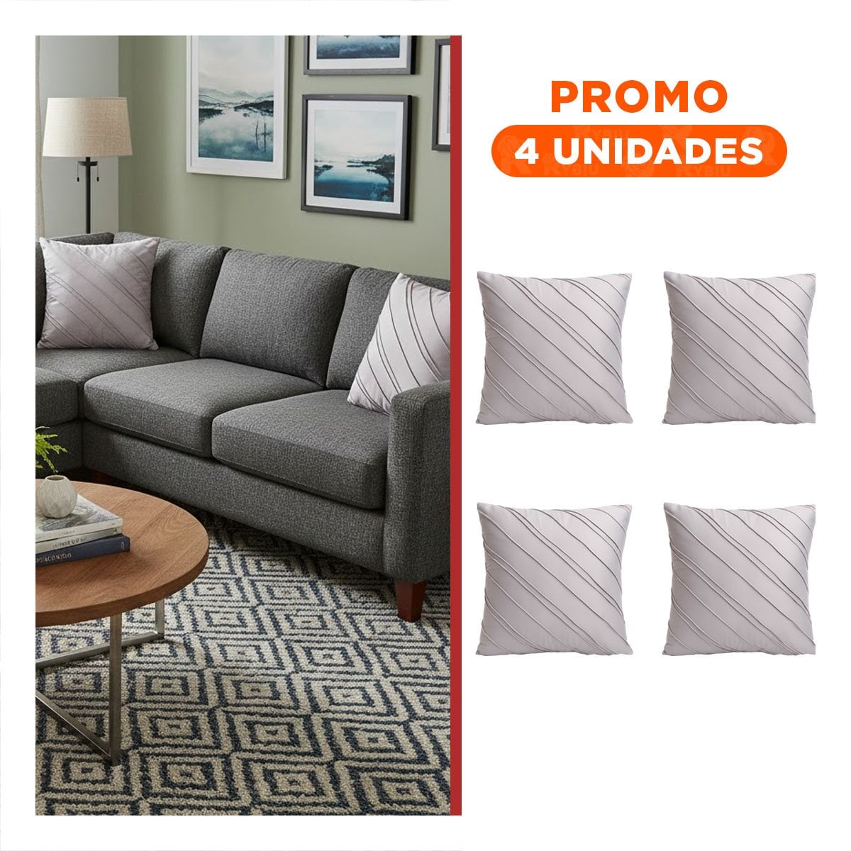 PACK4 PROTECTOR PENSADA PARA ALMOHADA CON PATRON DIAGONAL Y SUPERFICIE ROJA YREGALO STICKER - 1