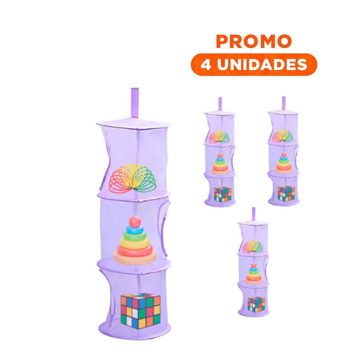 PACK4 UNIDAD COLGANTE TIPO RED 3 NIVELES MORADO RESISTENTE USO DIARIO Y+REGALO STICKER - 1