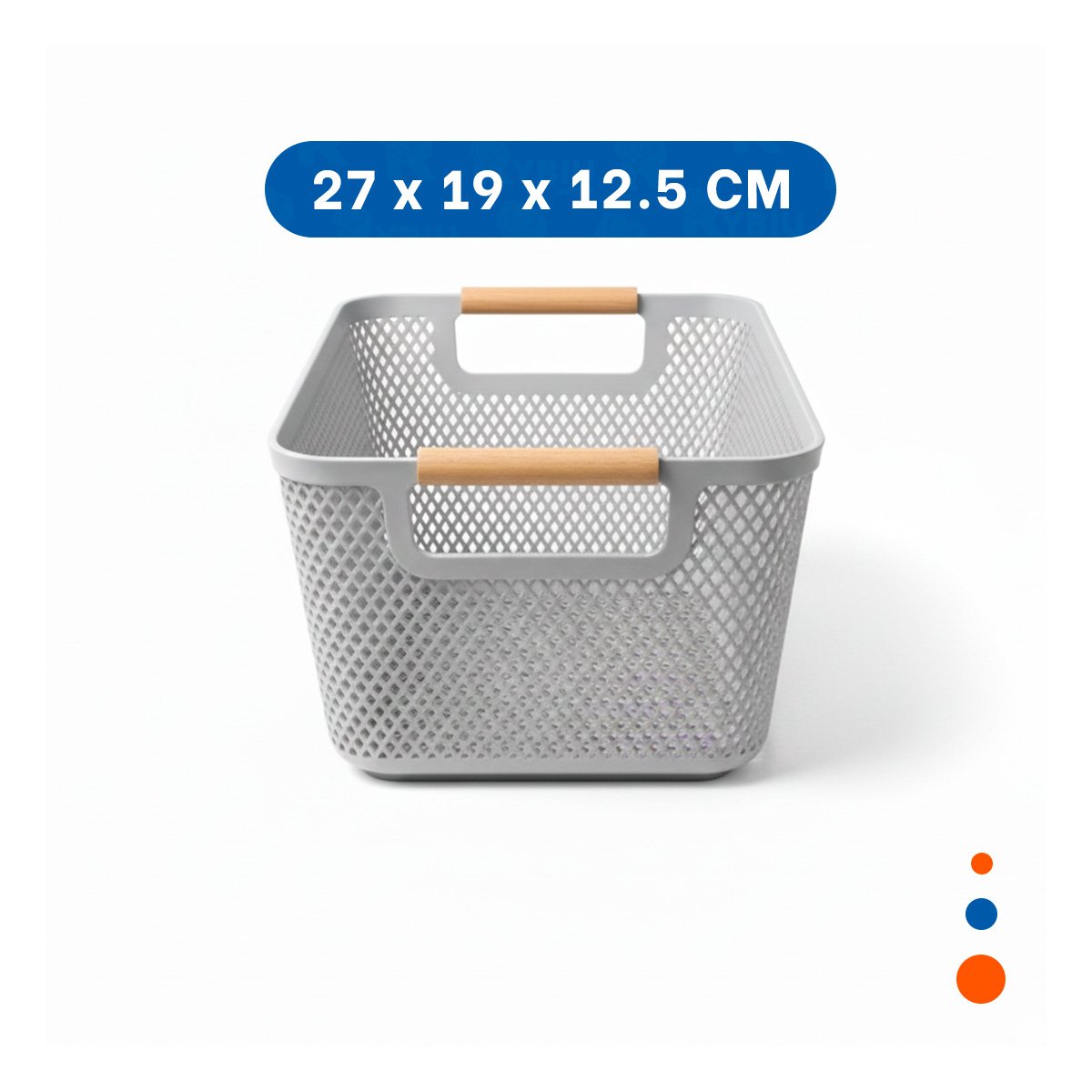ORGANIZADOR PRACTICO MALLA CON ASAS DE MADERA PLOMO CLARO RECTANGULAR Y+LIGAS REGALO - 4