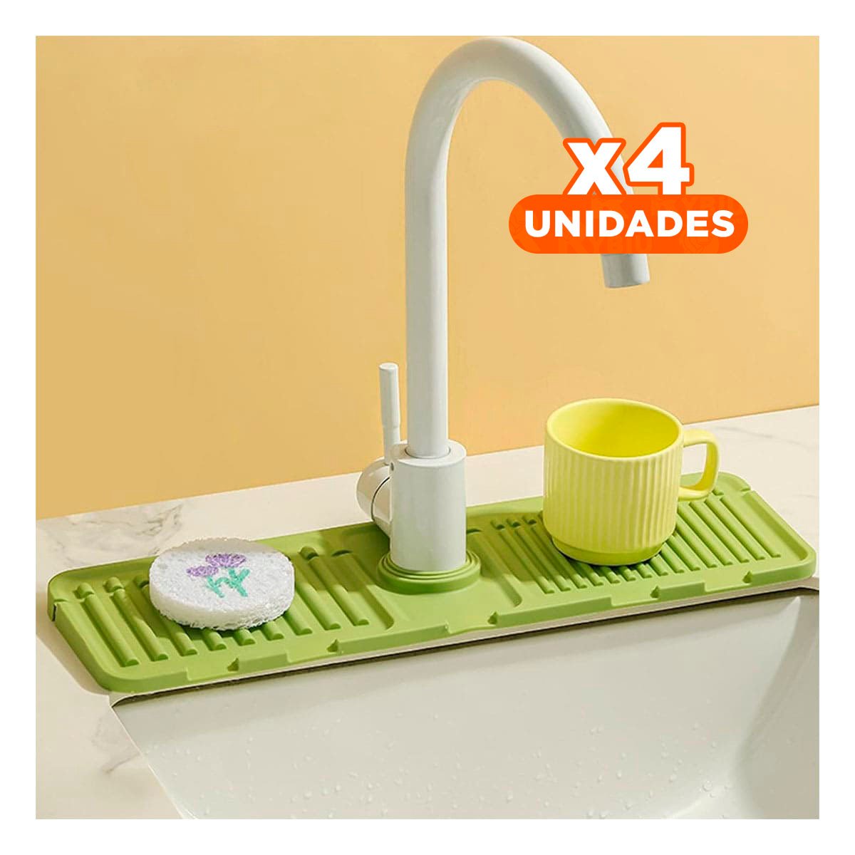 PACK4 COMPLEMENTO DE DRENAJE PARA LAVADERO DE SILICONA CON RAYAS VERDE CLARO CASA - 1