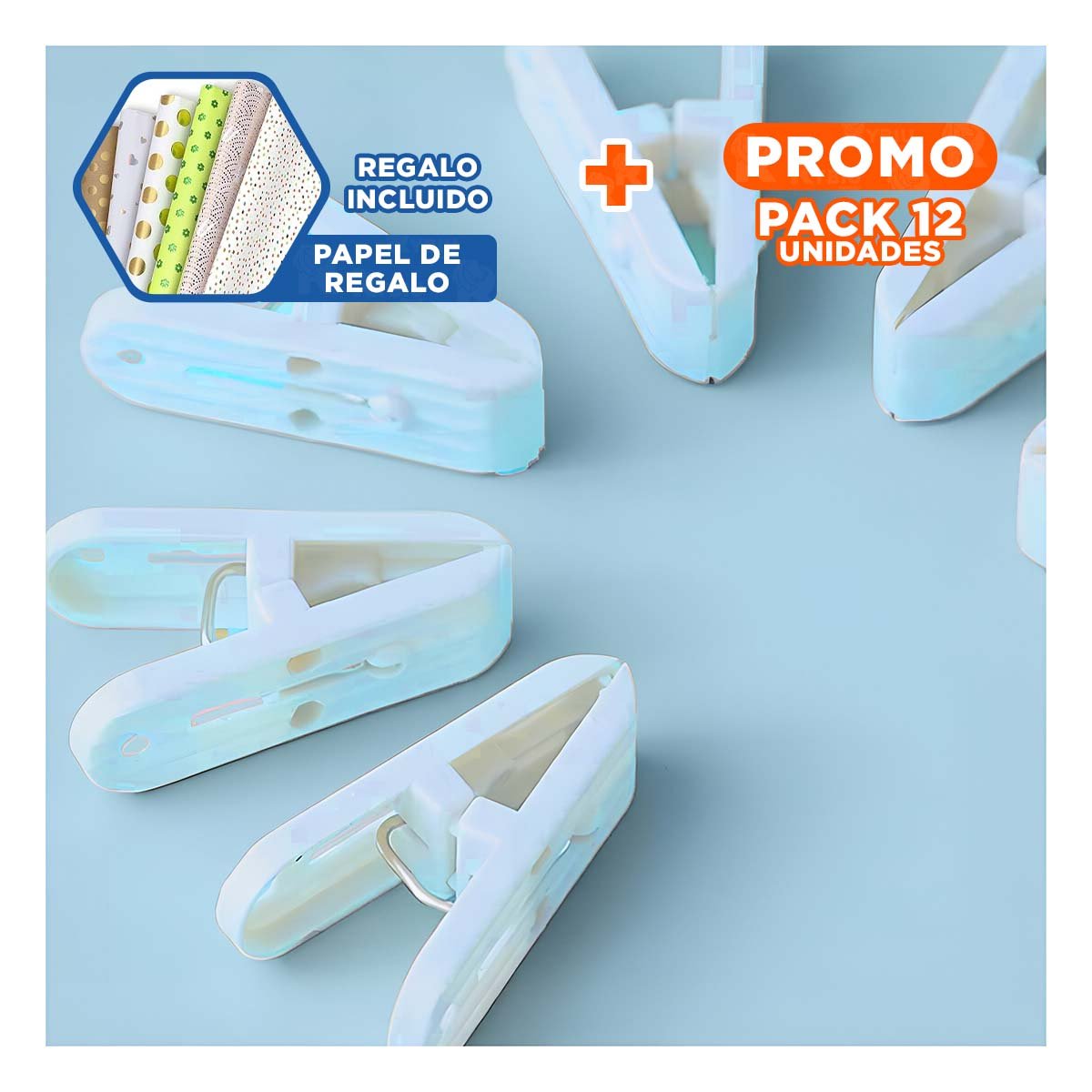 PACK12 CAJA PRACTICA VERDE CLARO REDONDO PARA GANCHOS COMODO Y+PAPEL REGALO - 1