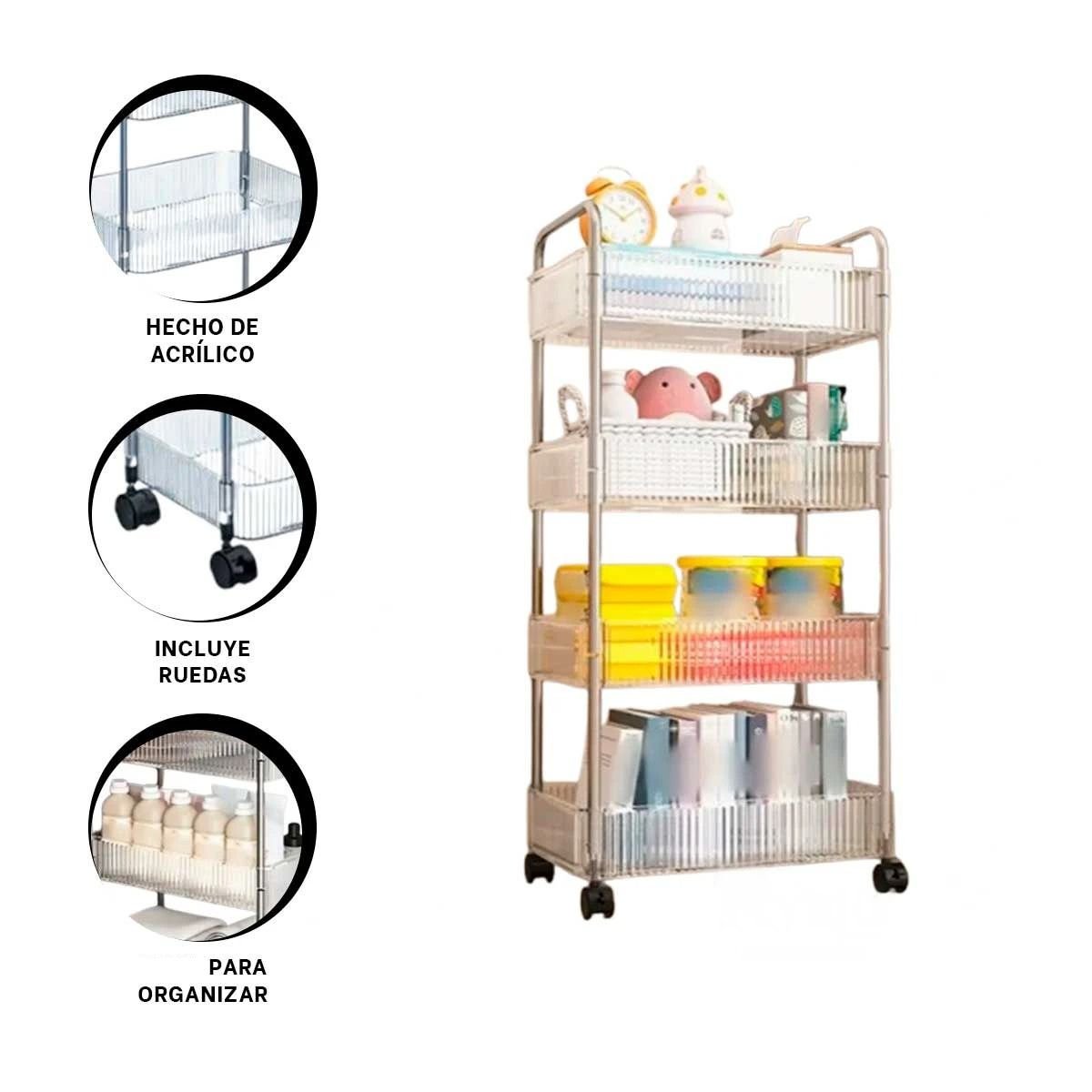 PACK6 ORGANIZADOR DE ACRILICO 4 NIVELES CON ASAS TRANSPARENTE PARA ROPA Y+REGALO STICKER - 2