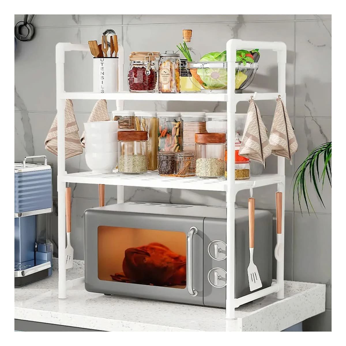 SOPORTE MULTIUSO 2 NIVELES BLANCO PRACTICO PARA COCINA ORDENADA - 1