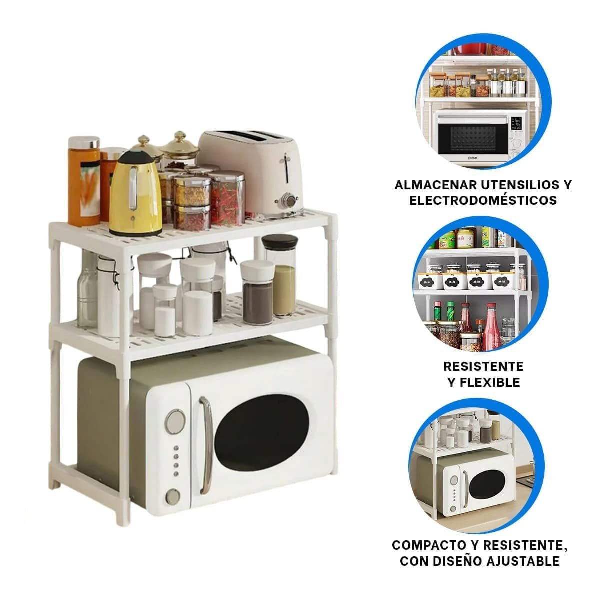 SOPORTE MULTIUSO 2 NIVELES BLANCO PRACTICO PARA COCINA ORDENADA - 3