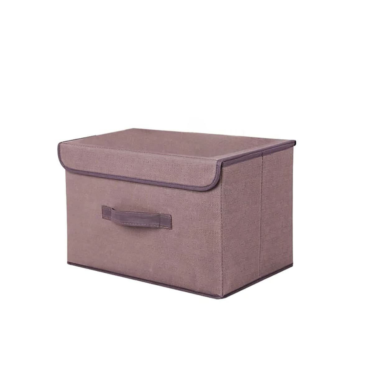 ORGANIZADOR COMPACTO DE TELA 25X19X16CM MARRON CON BORDE MARRON FACIL DE MOVER YREGALO STICKER - 3
