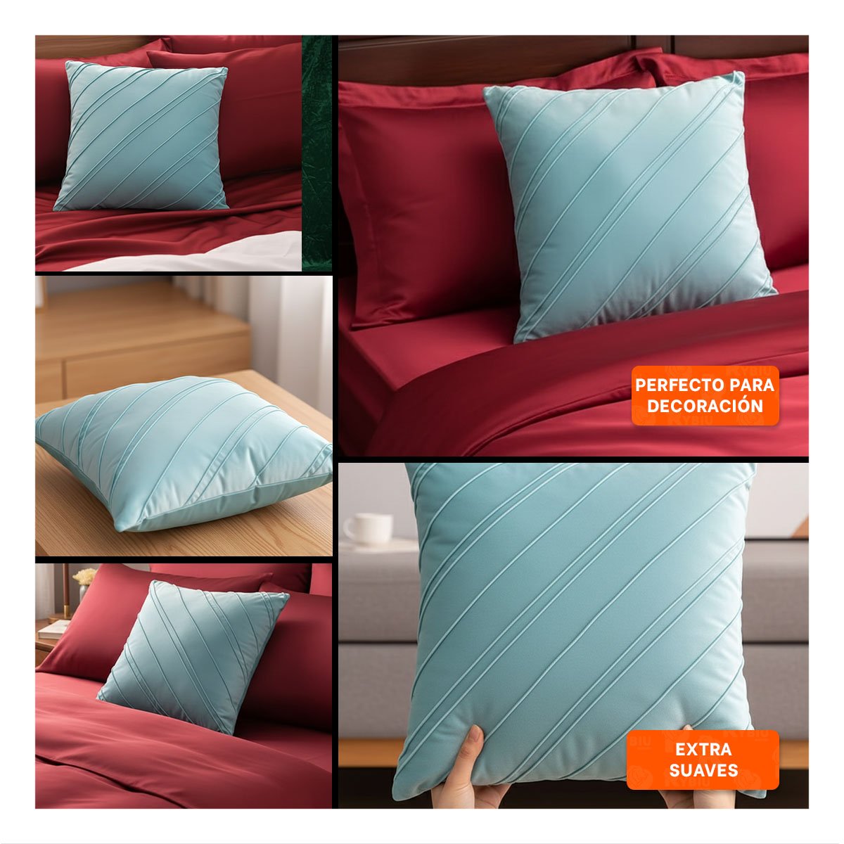 PACK6 PROTECTOR PARA ALMOHADA CON ENFOQUE VISUAL EN TERCIOPELO CELESTE CLARO Y+PAPEL REGALO - 3