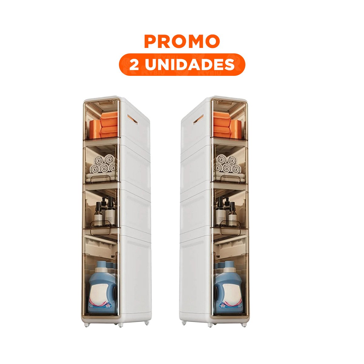 PACK2 ORGANIZADOR FUNCIONAL BLANCO CON RUEDAS Y PUERTAS EN 4 NIVELES - 1