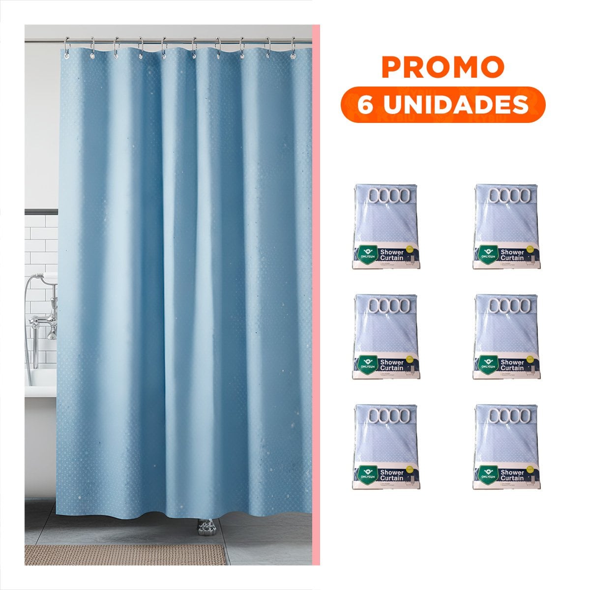 PACK6 CUBIERTA PARA ENTORNO DE DUCHA CON PATRON TRIANGULOS CELESTE 180X180CM - 1