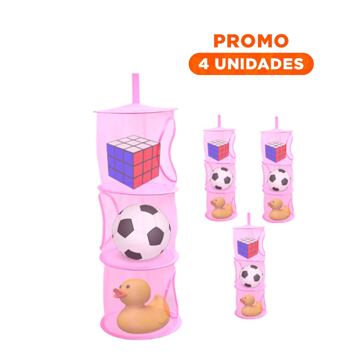 PACK4 UNIDAD COLGANTE TIPO RED 3 NIVELES ROSADO RESISTENTE USO DIARIO Y+REGALO STICKER - 1