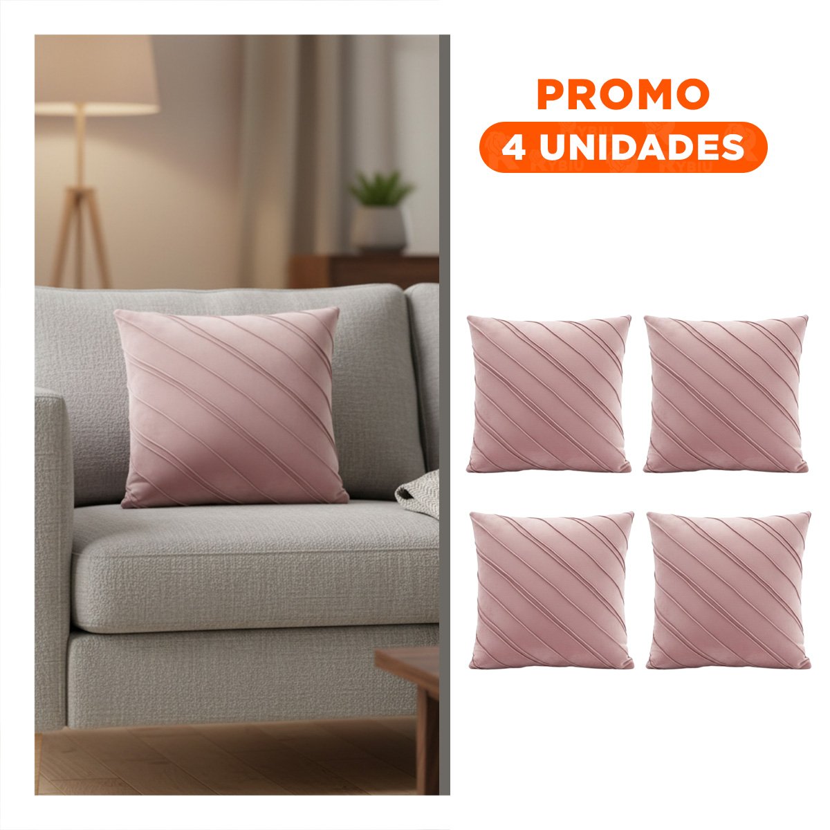 PACK4 PROTECTOR PENSADA PARA ALMOHADA CON PATRON DIAGONAL Y SUPERFICIE ROJA YREGALO STICKER - 1