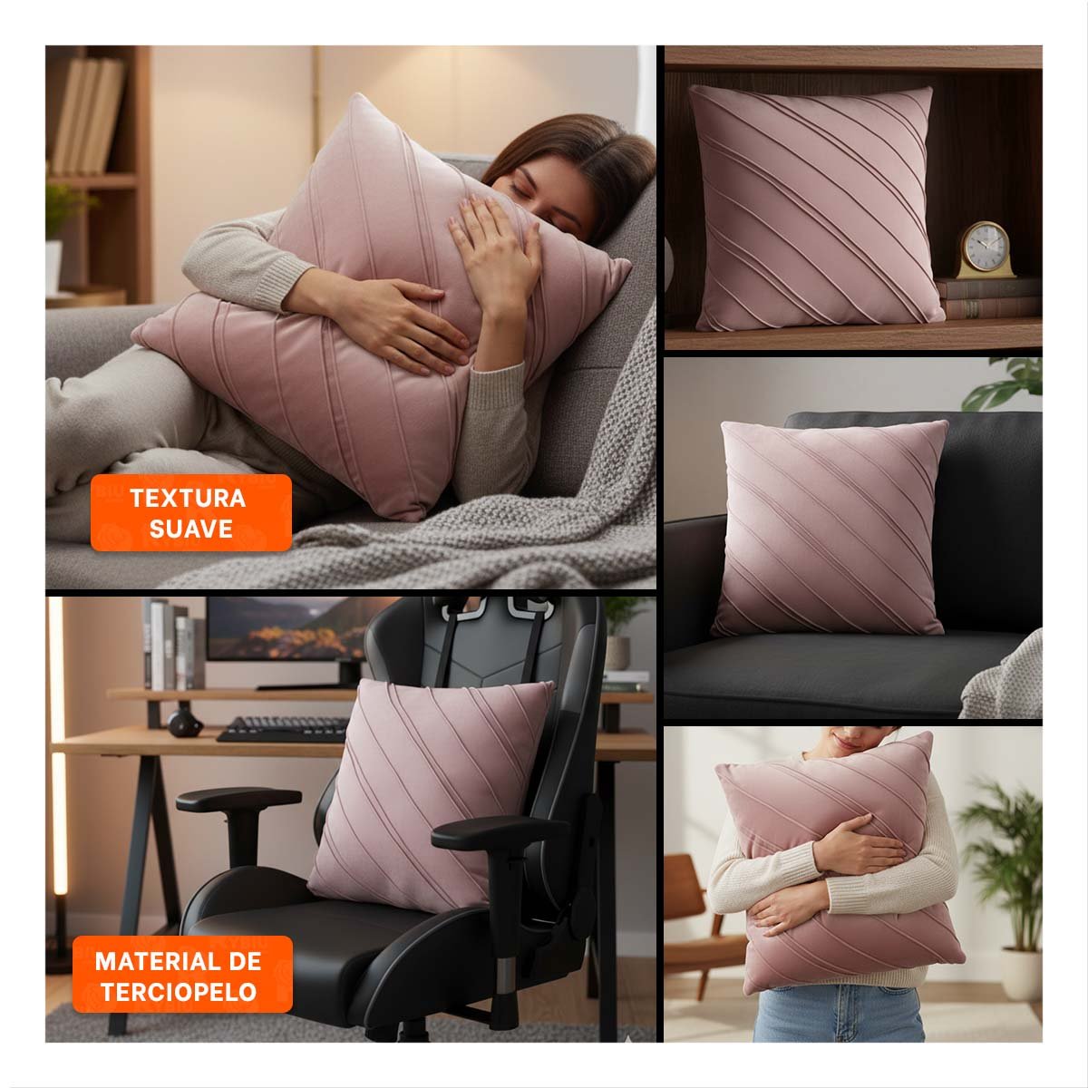 PACK4 PROTECTOR PENSADA PARA ALMOHADA CON PATRON DIAGONAL Y SUPERFICIE ROJA YREGALO STICKER - 2