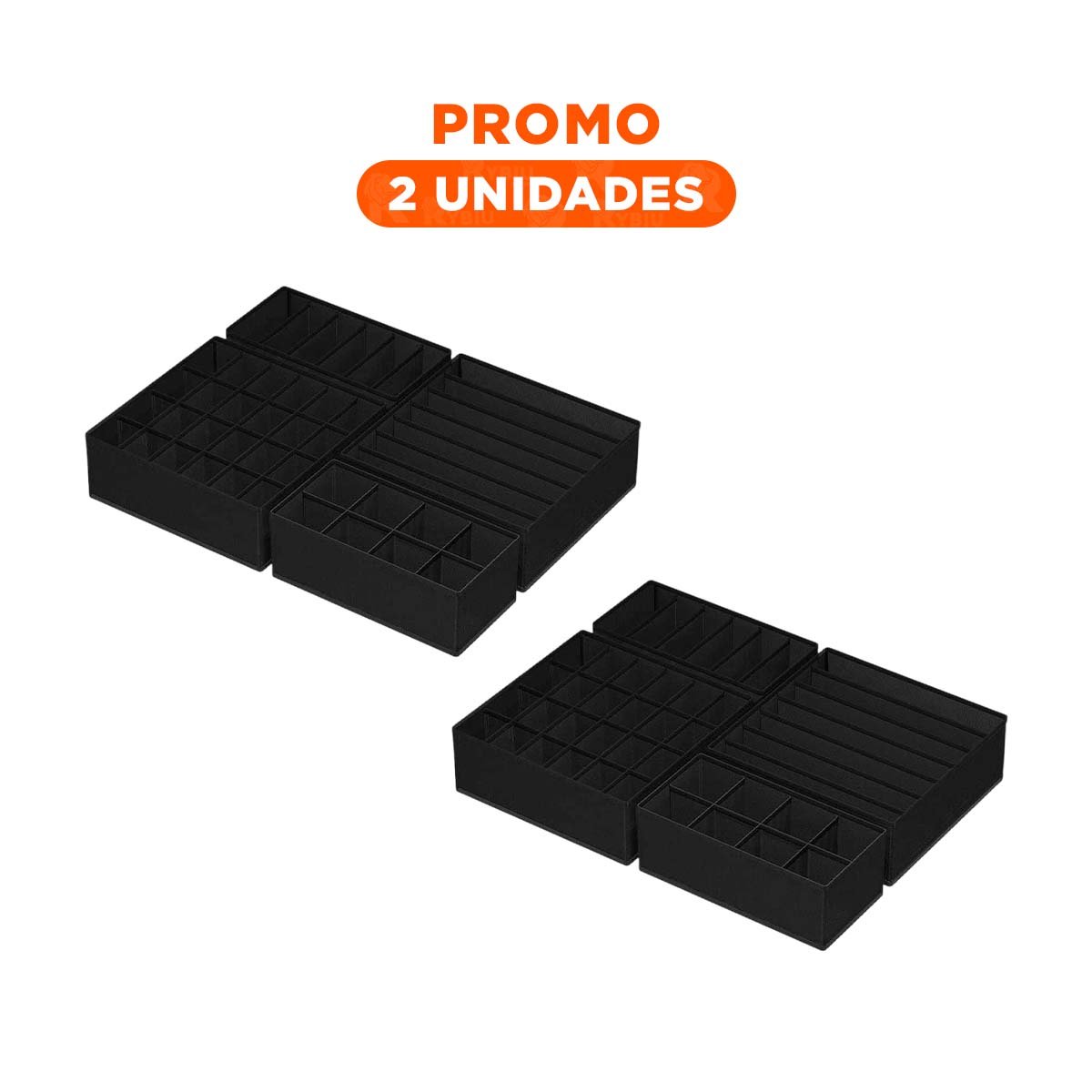 PACK2 SET ORGANIZATIVO DE CAJON PARA ROPA INTERIOR EN NEGRO SET DE 4 - 1