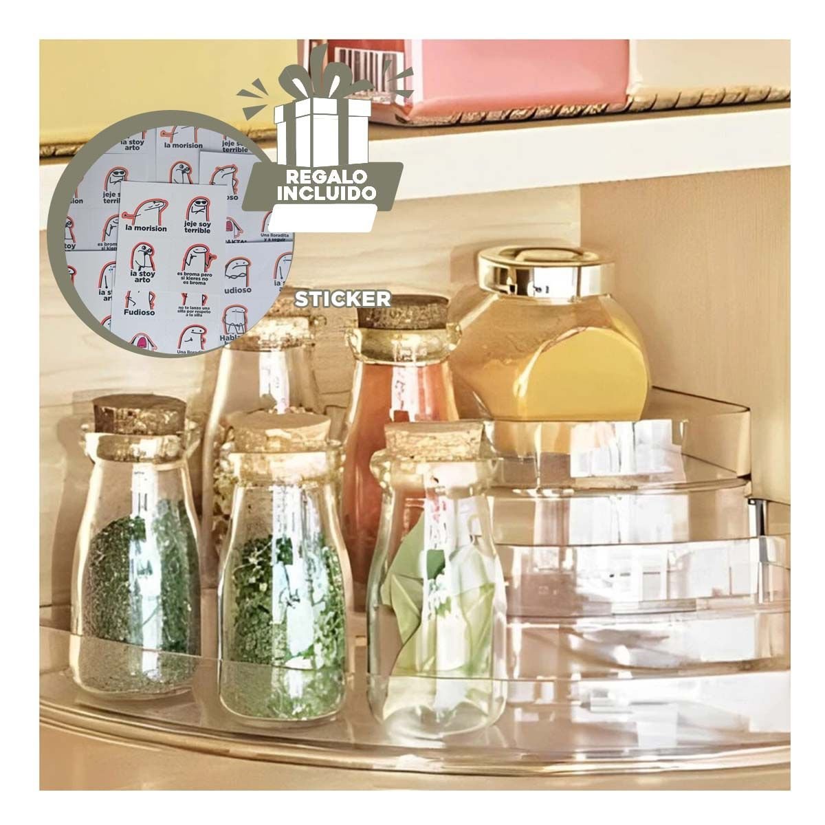 PORTA COSMETICOS DE ACRILICO TRANSPARENTE 3 NIVELES PARA BANO Y DORMITORIO Y+REGALO STICKER - 1
