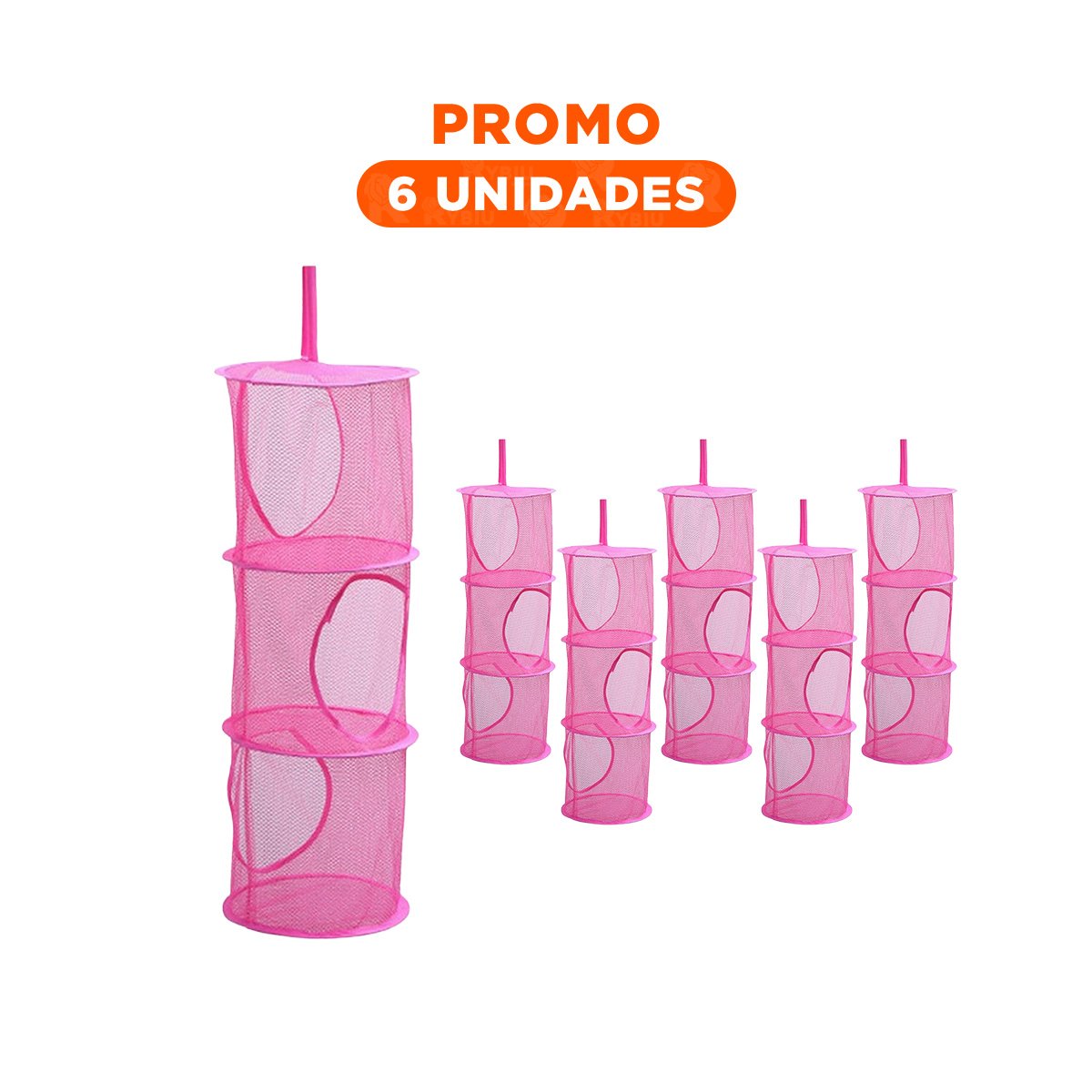 PACK6 UNIDAD COLGANTE TIPO RED 3 NIVELES FUCSIA FUNCIONAL ALMACENAMIENTO - 1