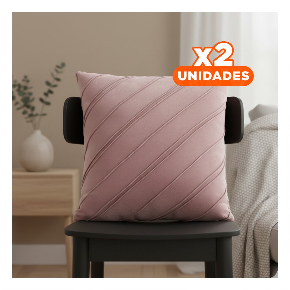 PACK2 FUNDA VISUAL CON PATRON DIAGONAL EN COLOR ROSADO CLARO DE 45CM YREGALO STICKER - 1