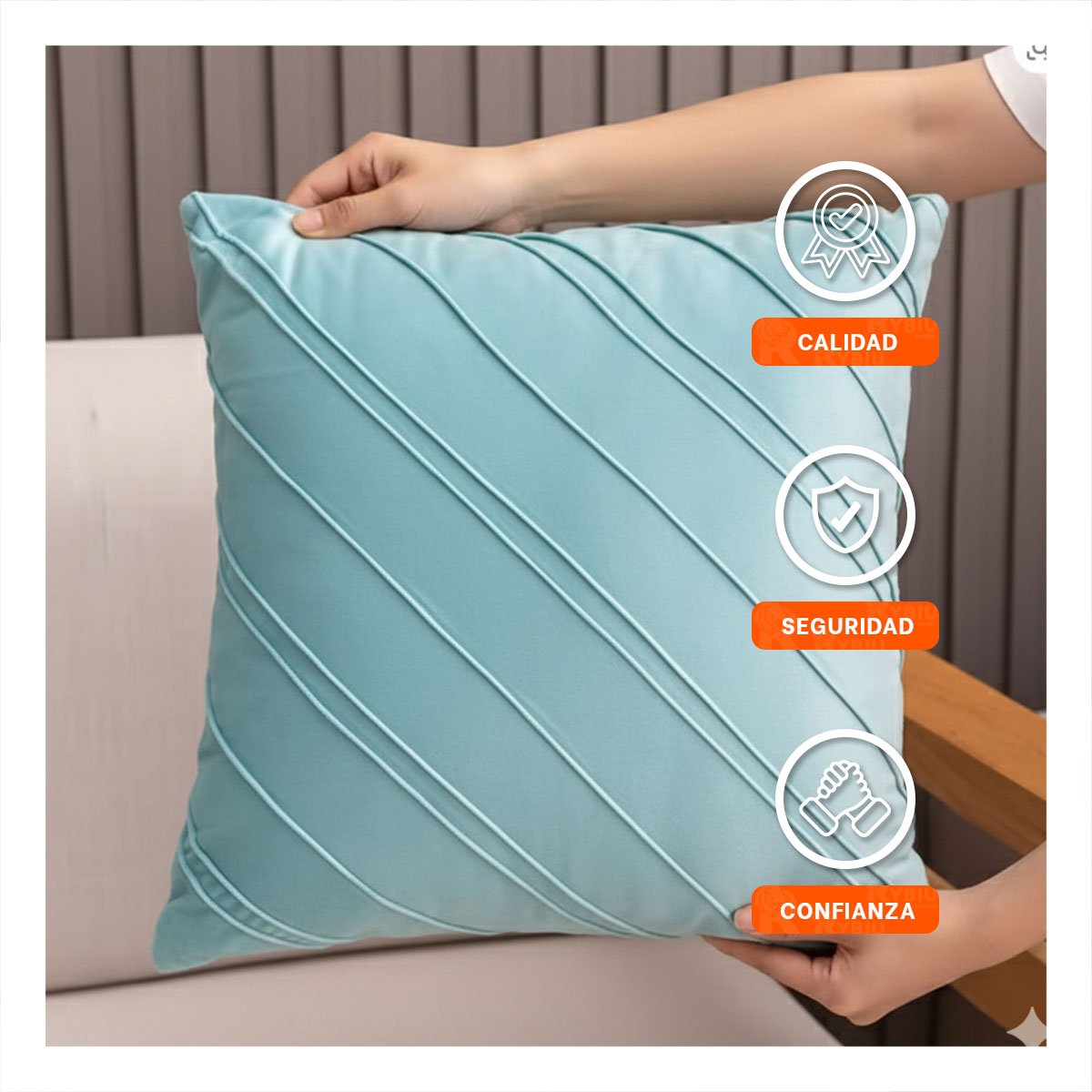 PACK2 FUNDA VISUAL CON PATRON DIAGONAL EN COLOR CELESTE CLARO DE 45CM YREGALO STICKER - 5