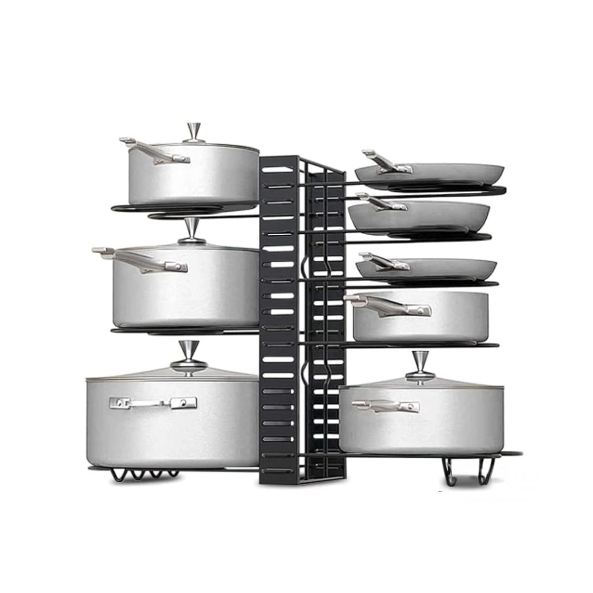 PACK2 PORTA OLLAS ORGANIZADOR NEGRO PARA COCINA TAPAS Y OLLAS YREGALO STICKER - 2