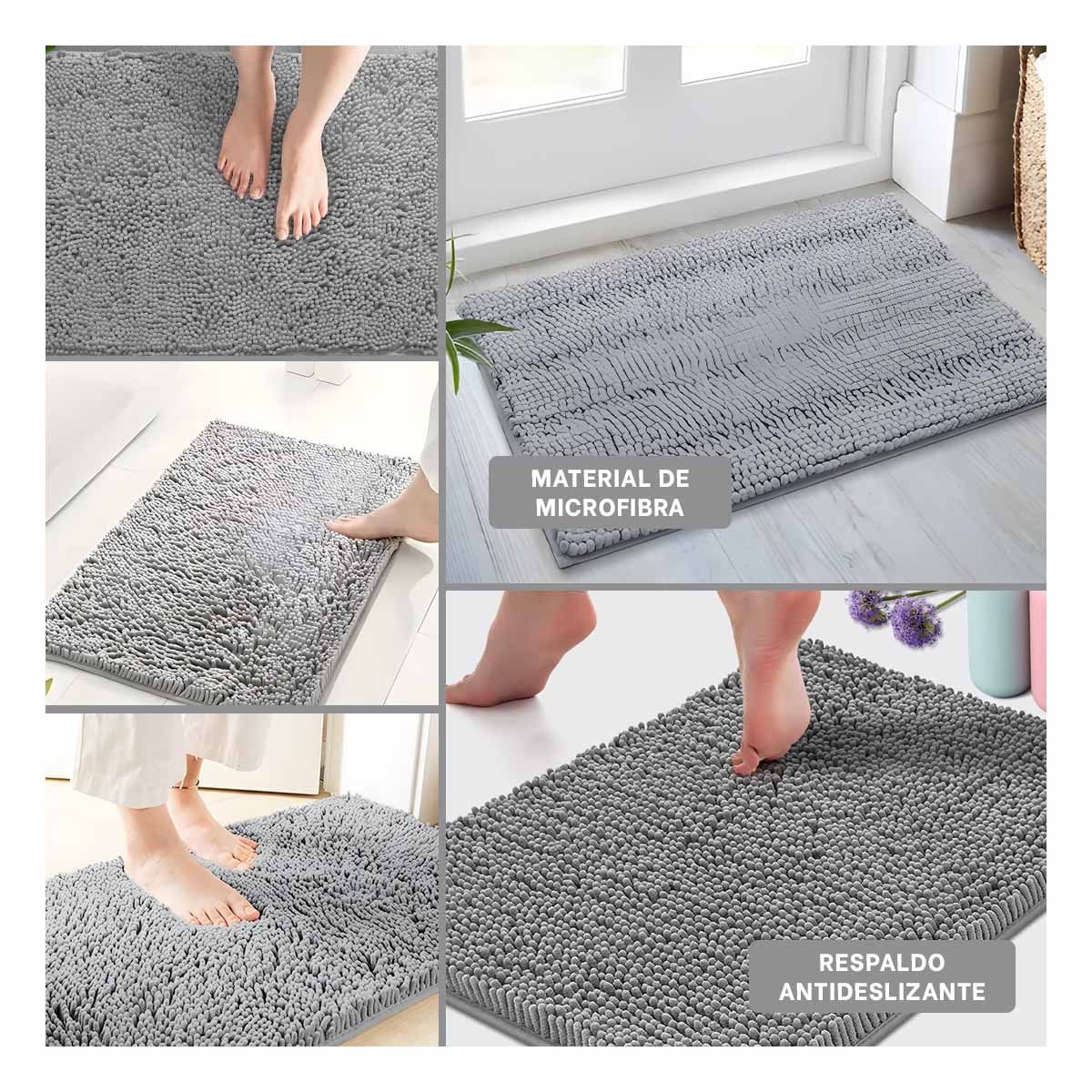 ALFOMBRA RECTANGULAR DE MICROFIBRA DECORATIVA 40X60CM PLOMO CLARO ESTILO ACTUAL YSTICKY - 5