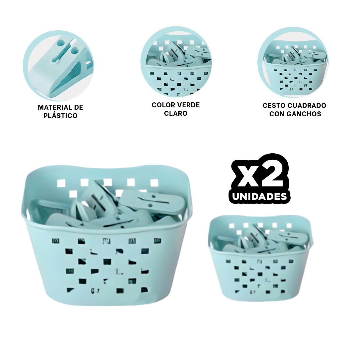 PACK2 SOPORTE CUADRADO CON GANCHOS VERDE CLARO PARA SECAR Y GUARDAR PRENDAS Y+PAPEL REGALO - 1