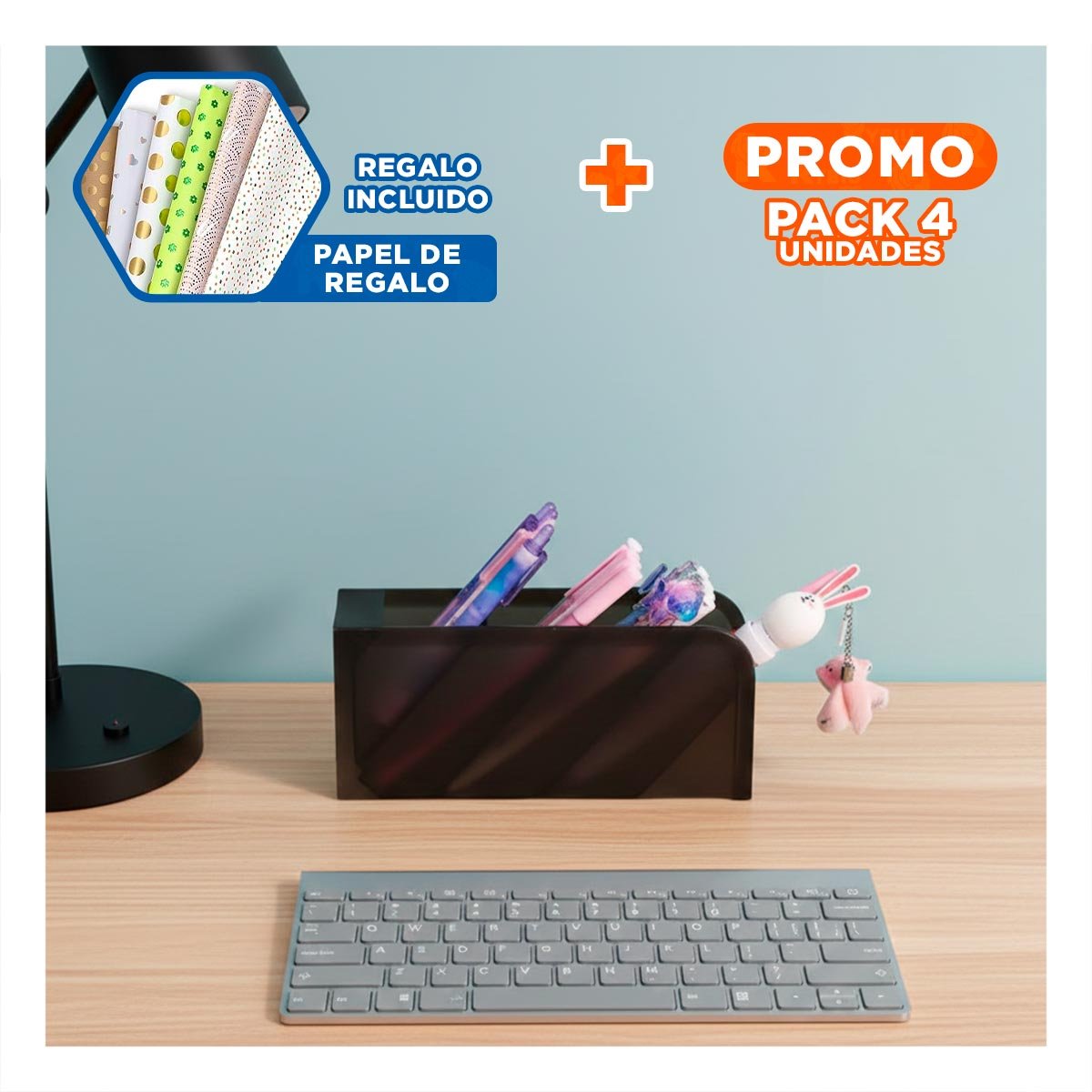 PACK4 ORGANIZADOR ENFOCADO EN CLARIDAD VISUAL CON ACABADO NEGRO Y+PAPEL REGALO - 1
