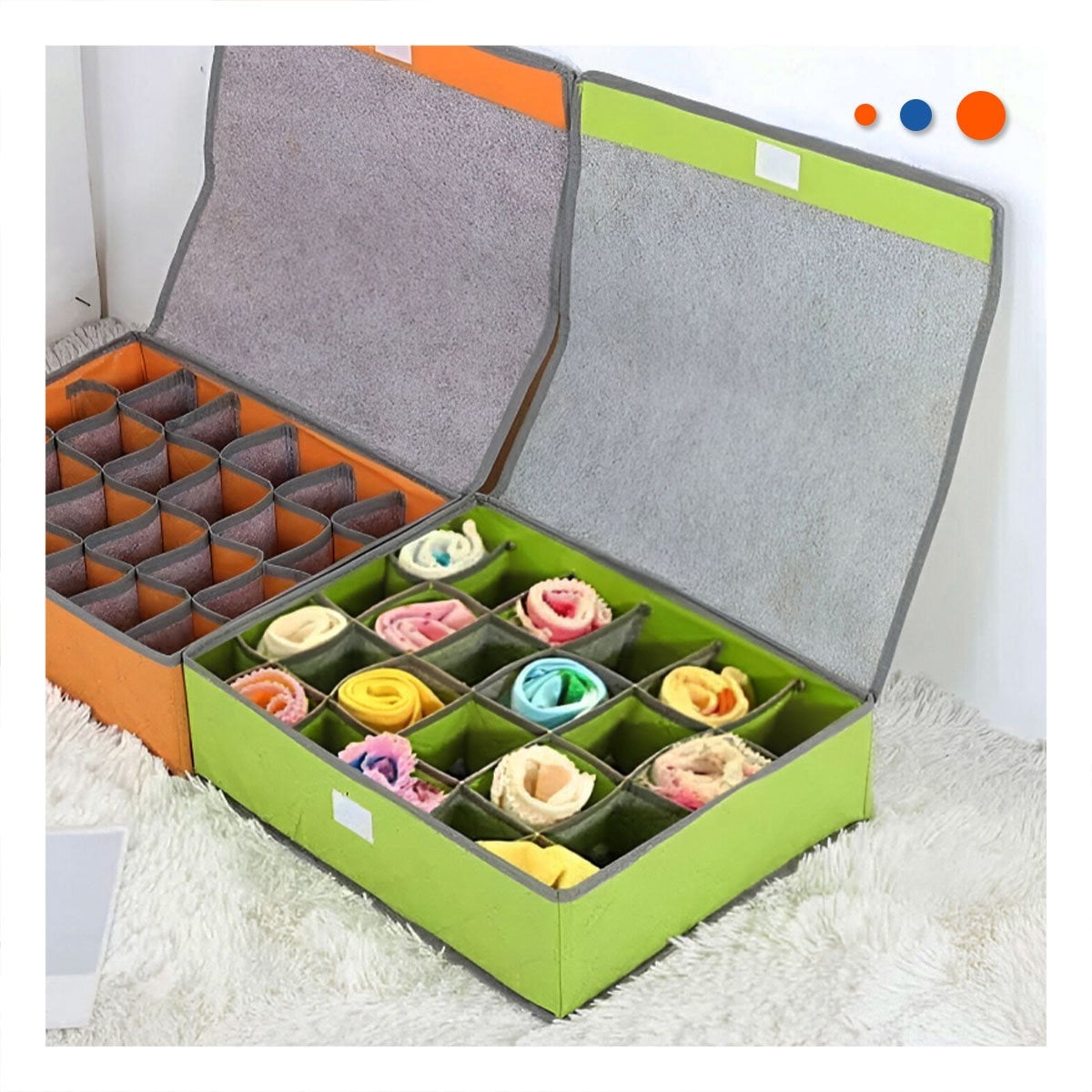 PACK4 ORGANIZADOR TEXTIL PARA ROPA INTERIOR 24 DIVISIONES VERDE HOGAR EXTRA Y+REGALO STICKER - 3