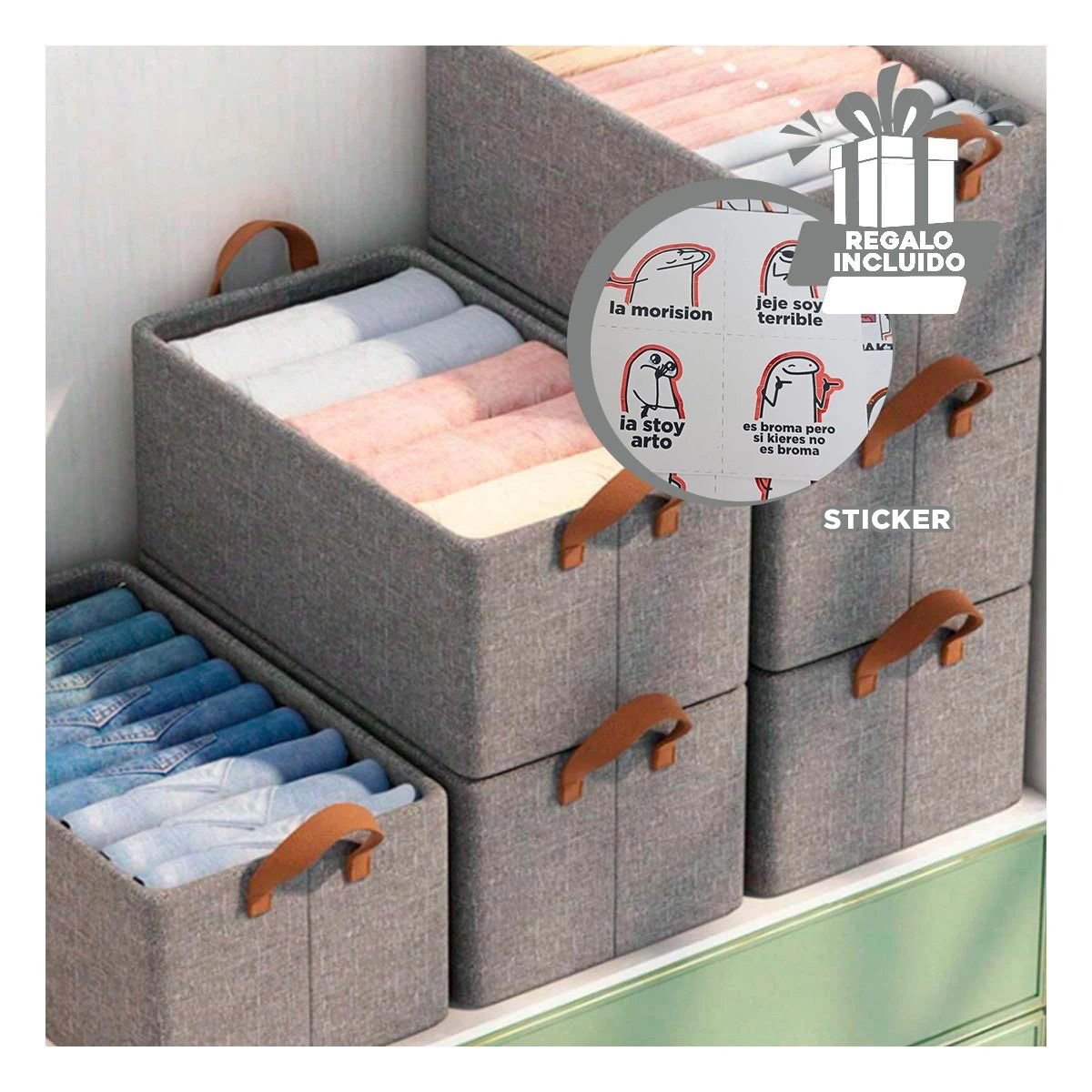 ESTUCHE ORGANIZADOR DE TELA PARA ROPA Y ACCESORIOS PLOMO Y+REGALO STICKER - 1