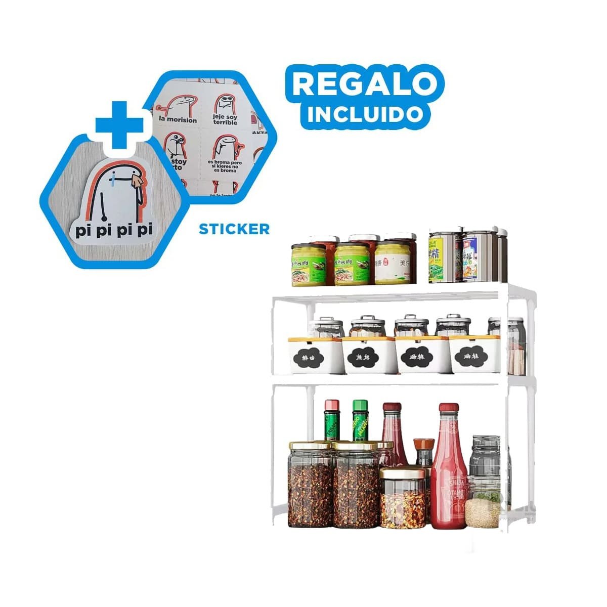 MUEBLE MODULAR 2 NIVELES BLANCO RESISTENTE Y DURADERO Y+REGALO STICKER - 1