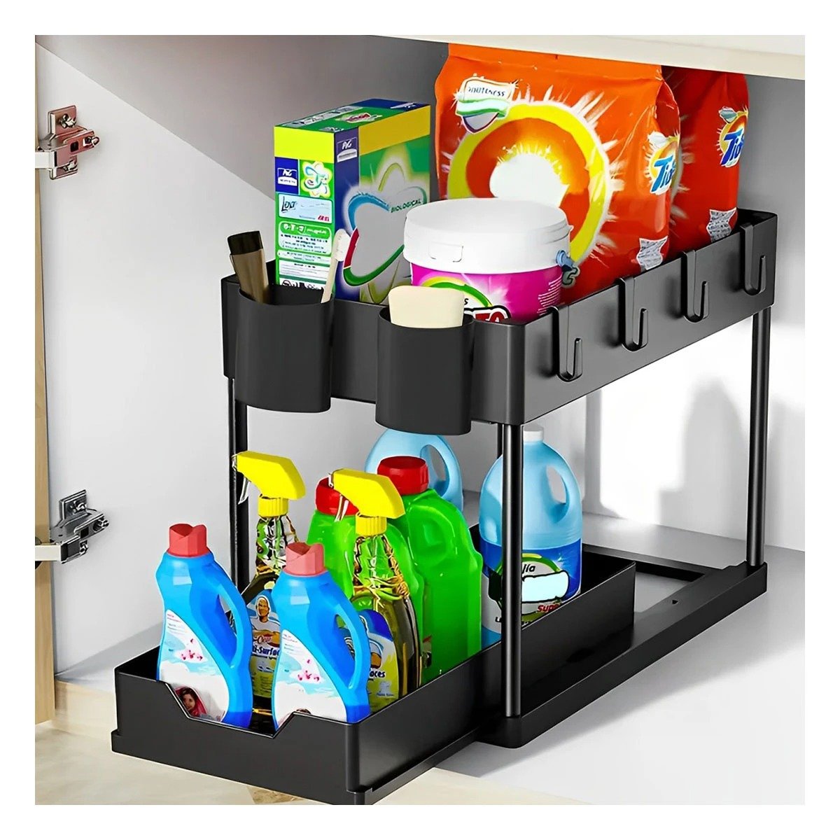 PACK6 ESTANTE DE OFICINA 2 NIVELES CON CAJON INFERIOR DESLIZABLE NEGRO Y+PAPEL REGALO - 5