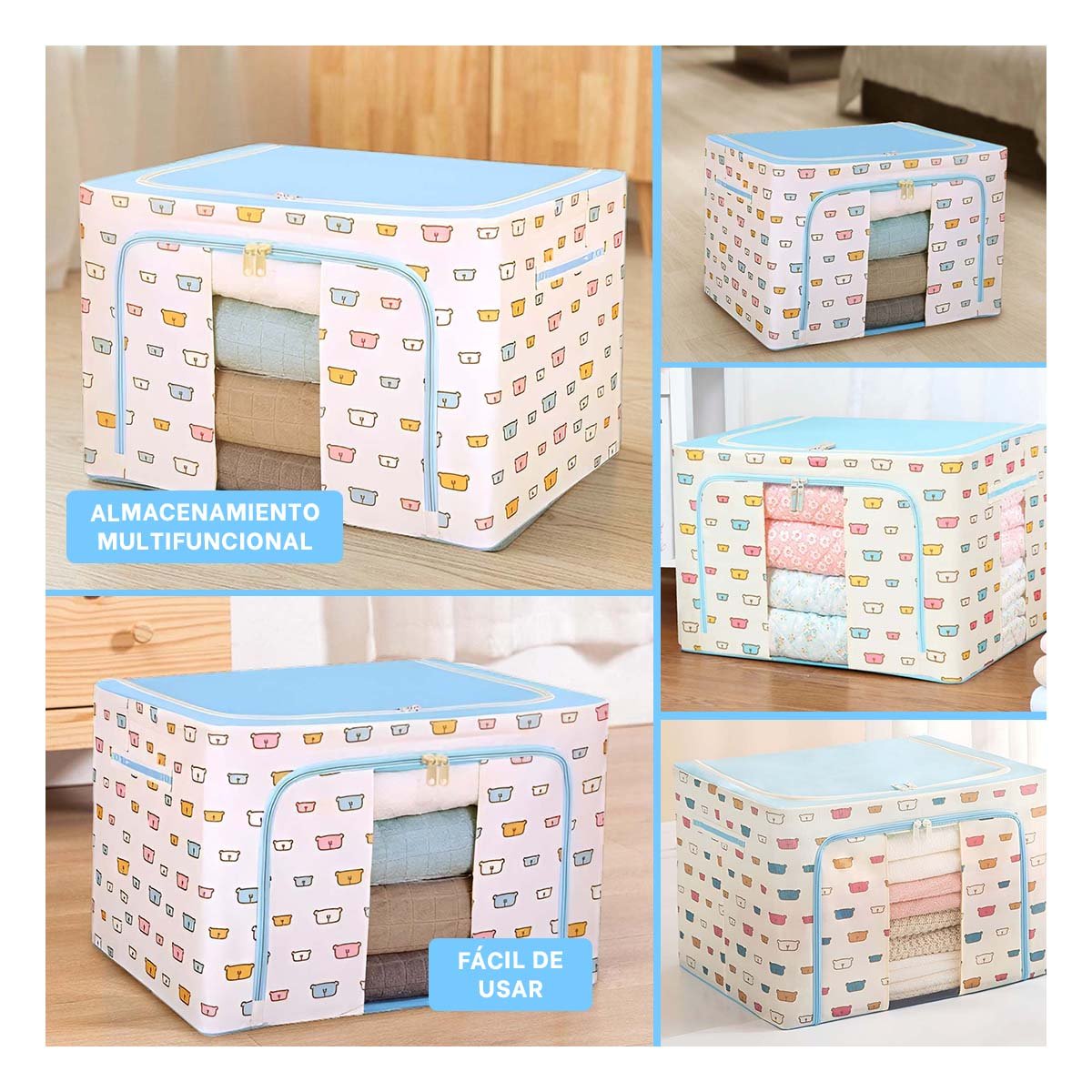 PACK4 RECIPIENTE PARA GUARDAR OBJETOS EN HOGAR Y CUARTO INFANTIL Y+REGALO STICKER - 2