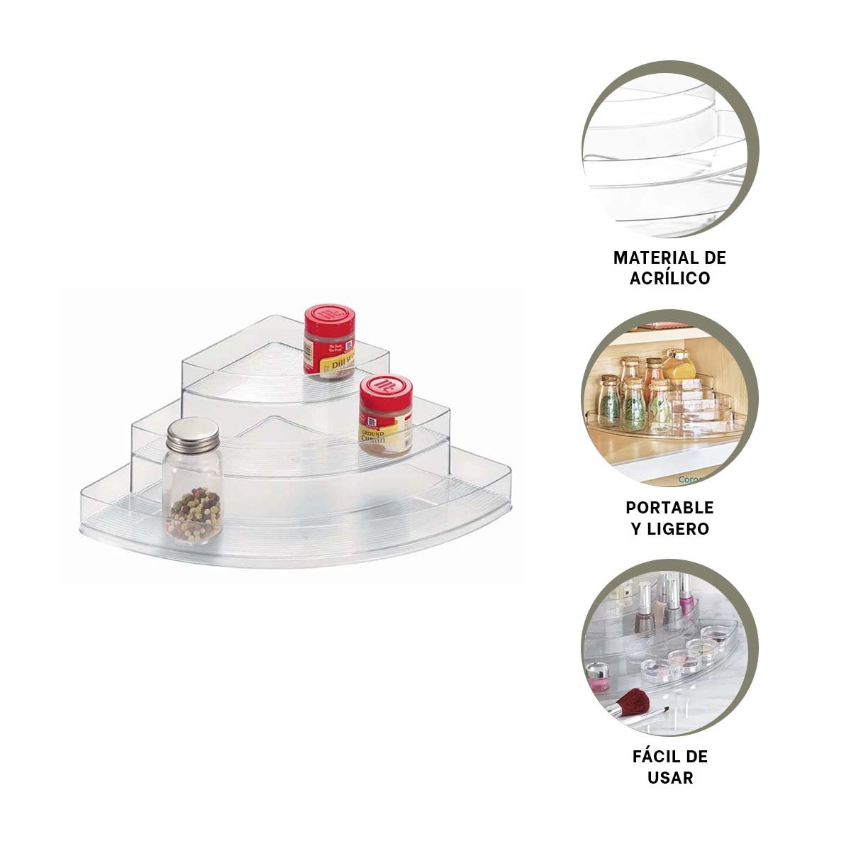 PORTA ARTICULOS DE ACRILICO TRANSPARENTE 3 NIVELES PARA SALA Y DORMITORIO - 3
