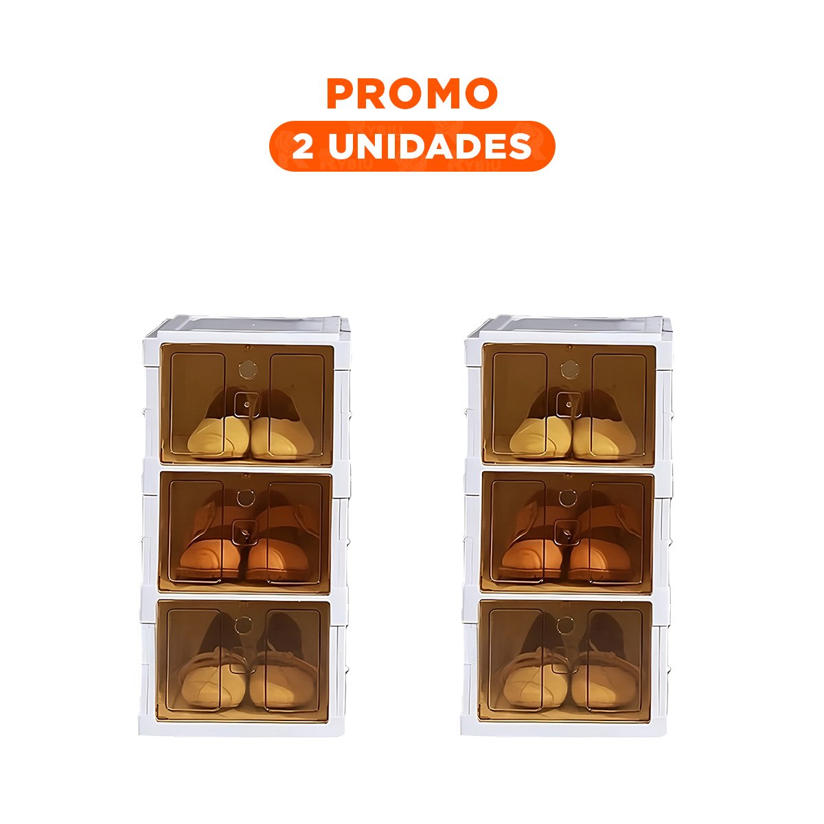 PACK2 ZAPATERA DE USO DOMESTICO BLANCA CON 3 NIVELES PLEGABLES Y TAPA AMBAR - 1