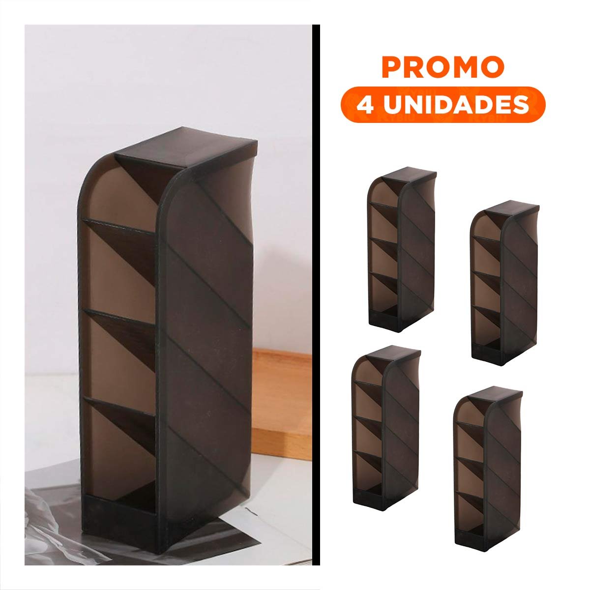 PACK4 MODULO PARA MESA DE TRABAJO CON CUATRO ESPACIOS NEGRO Y+REGALO STICKER - 1
