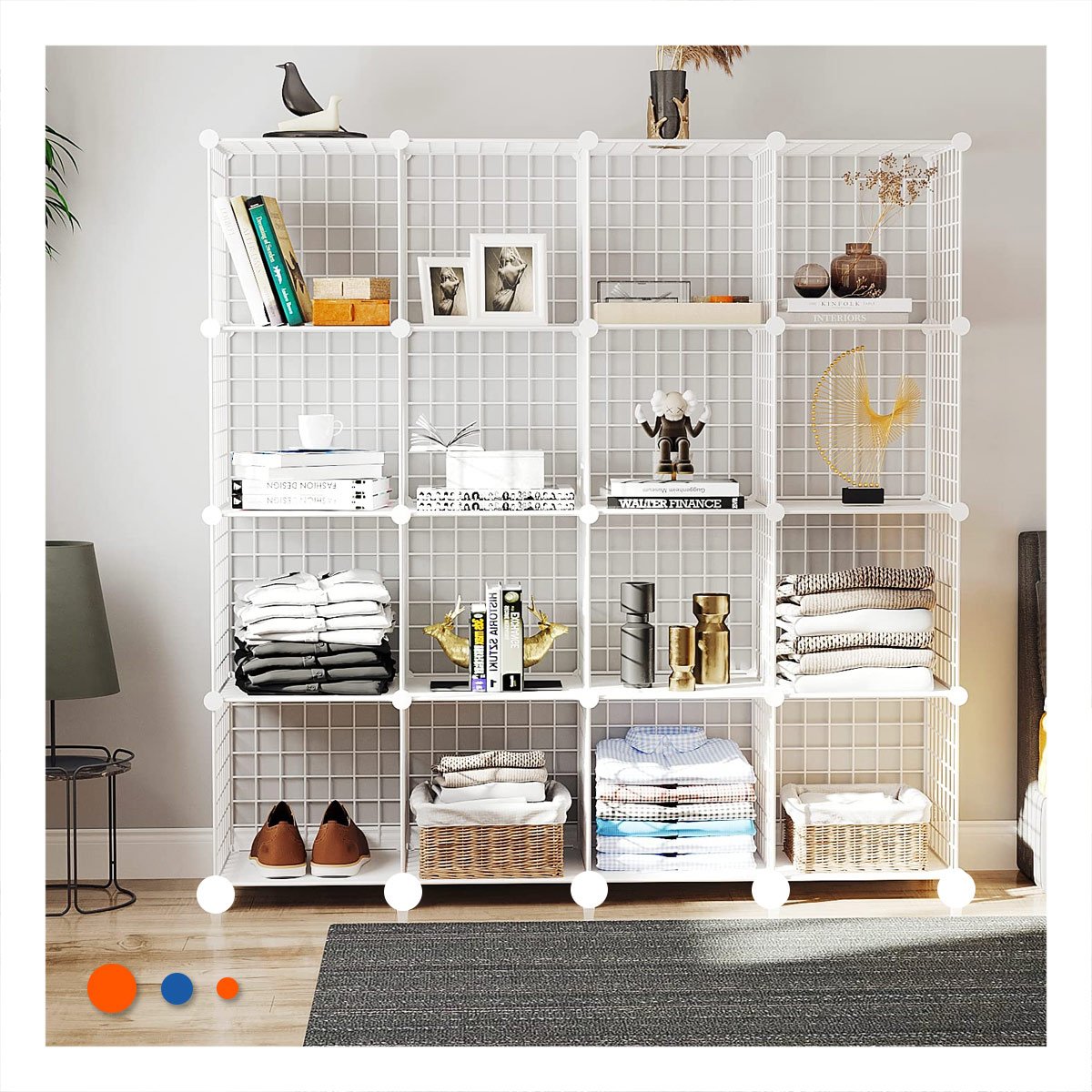 PACK6 SISTEMA MODULAR DE REJILLAS BLANCO CON SET COMPLETO DE 16PZS - 2