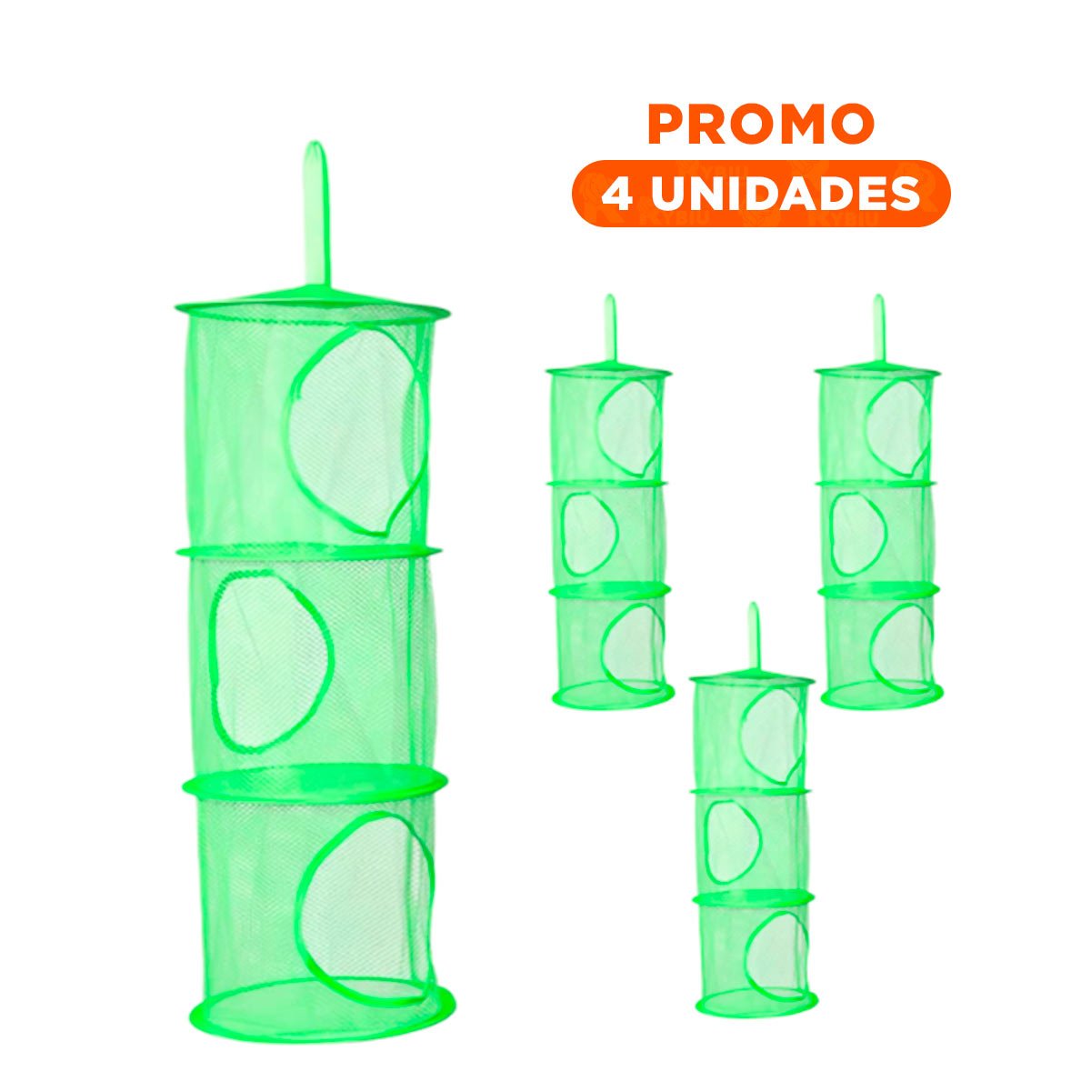 PACK4 UNIDAD COLGANTE TIPO RED 3 NIVELES VERDE RESISTENTE USO DIARIO Y+REGALO STICKER - 1