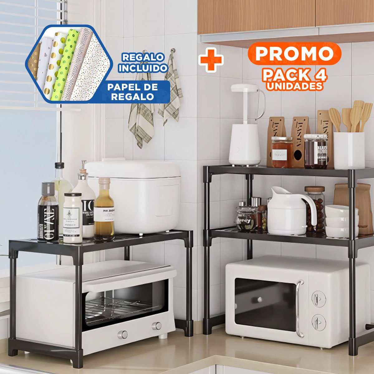 PACK4 UNIDAD MODULAR 2 NIVELES NEGRO ESTABLE Y PRACTICA YPAPEL REGALO - 1