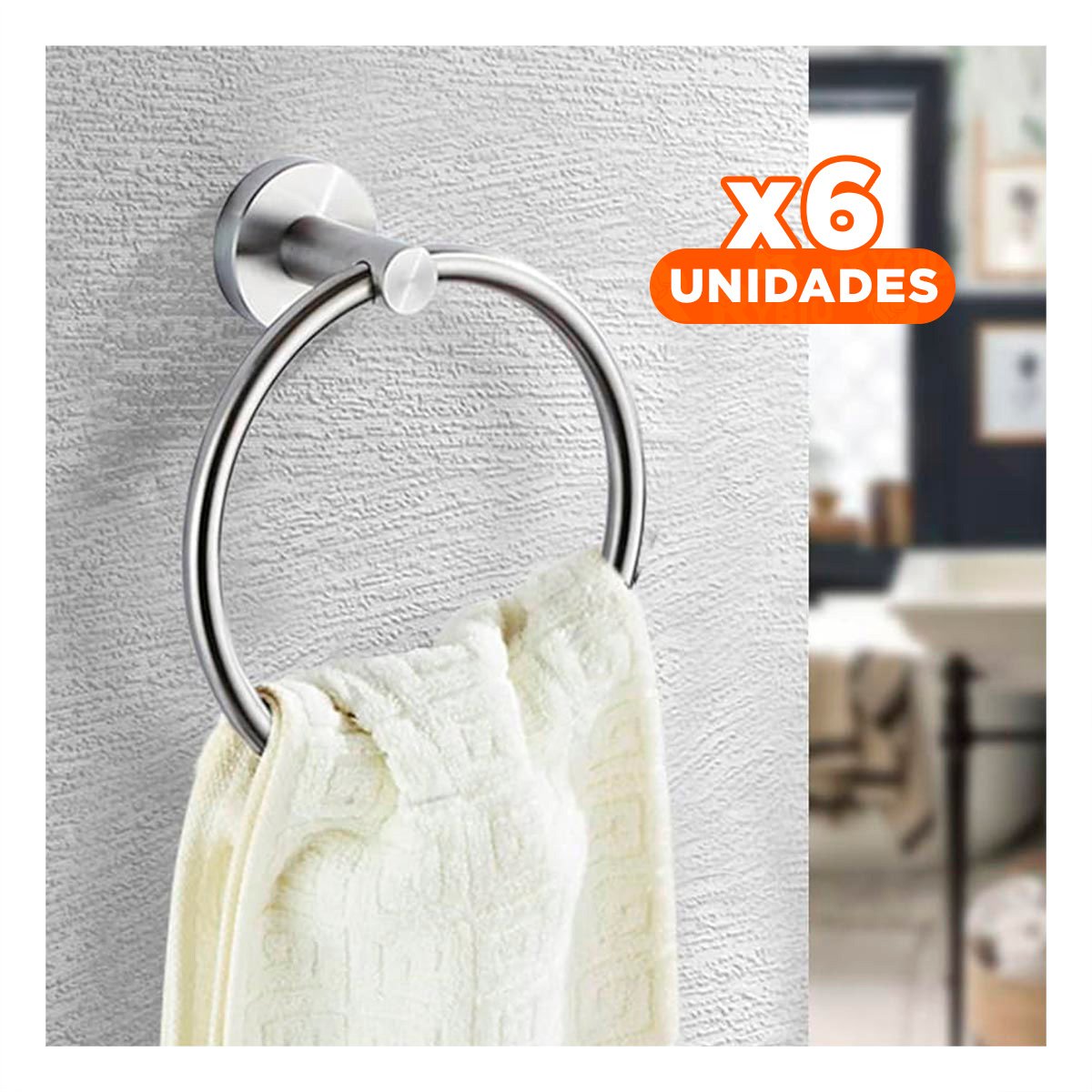 PACK6 HERRAMIENTA DE PARED TIPO ANILLO PARA TOALLAS DE MANERA COMODA Y+REGALO STICKER - 1