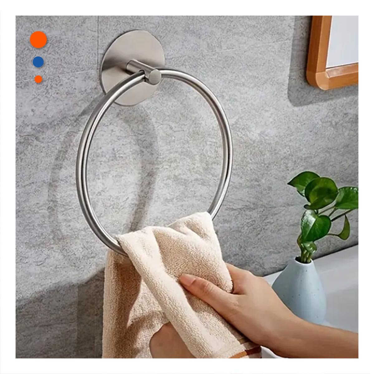 PACK6 HERRAMIENTA DE PARED TIPO ANILLO PARA TOALLAS DE MANERA COMODA Y+REGALO STICKER - 3